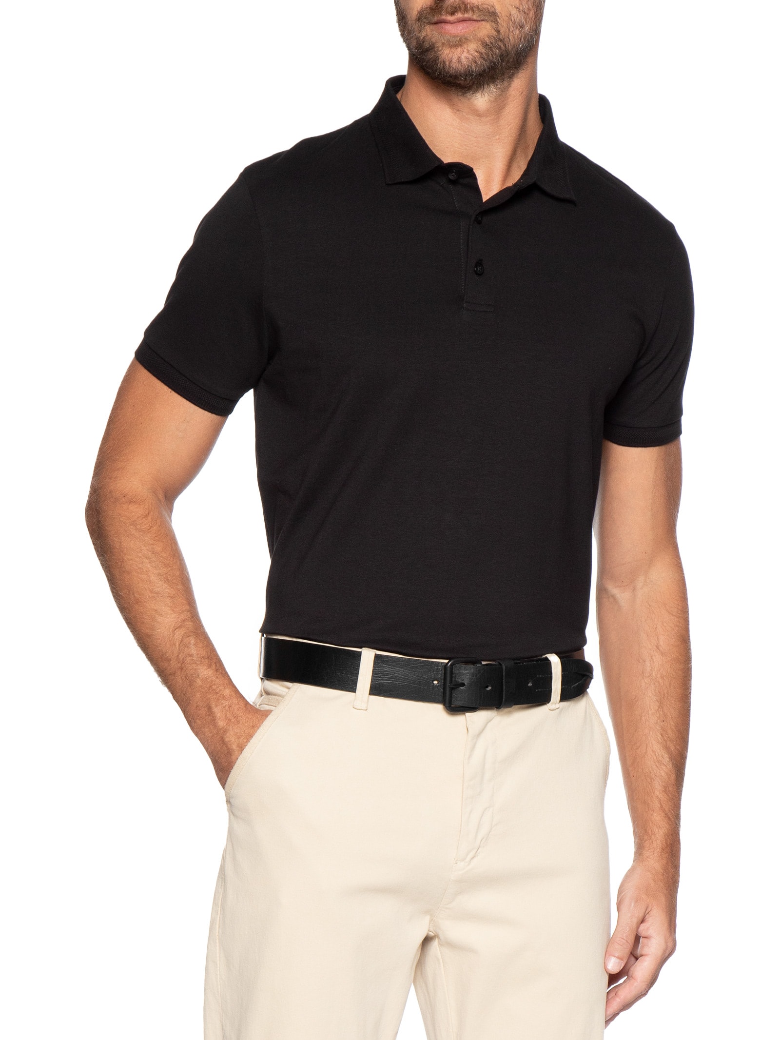 Cinto Masculino Couro Recorte  Preto Sergio K