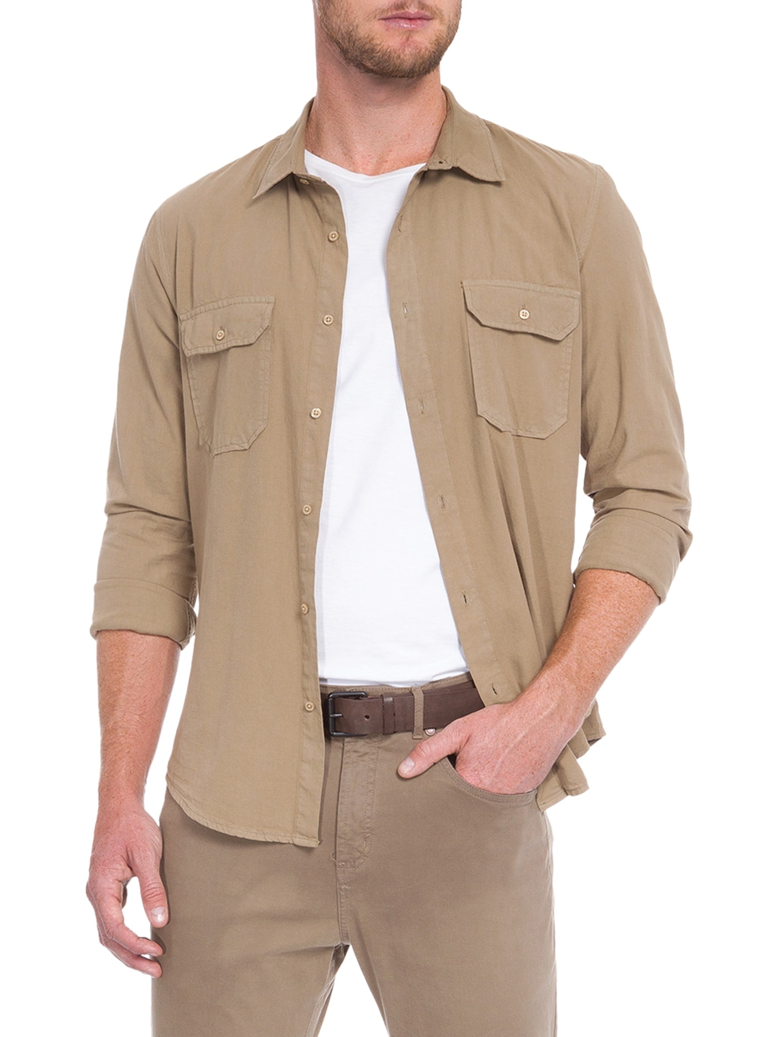 Cinto Masculino Couro Simple Marrom Osklen