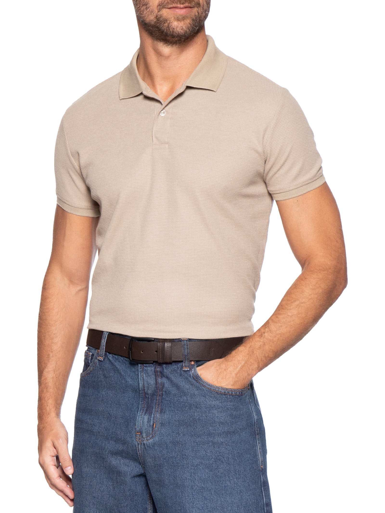 Cinto Masculino Couro Texturizado Marrom Sergio K