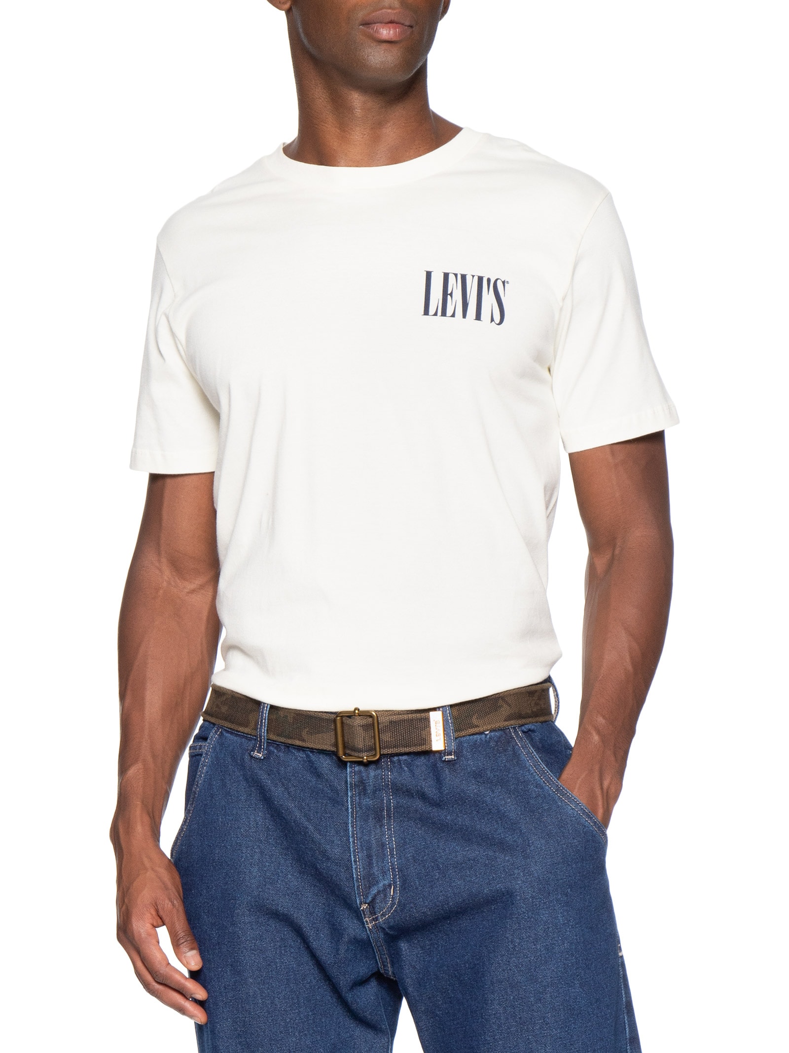Cinto Masculino De Algodão Lavado Com Fivela Web Verde Levi's