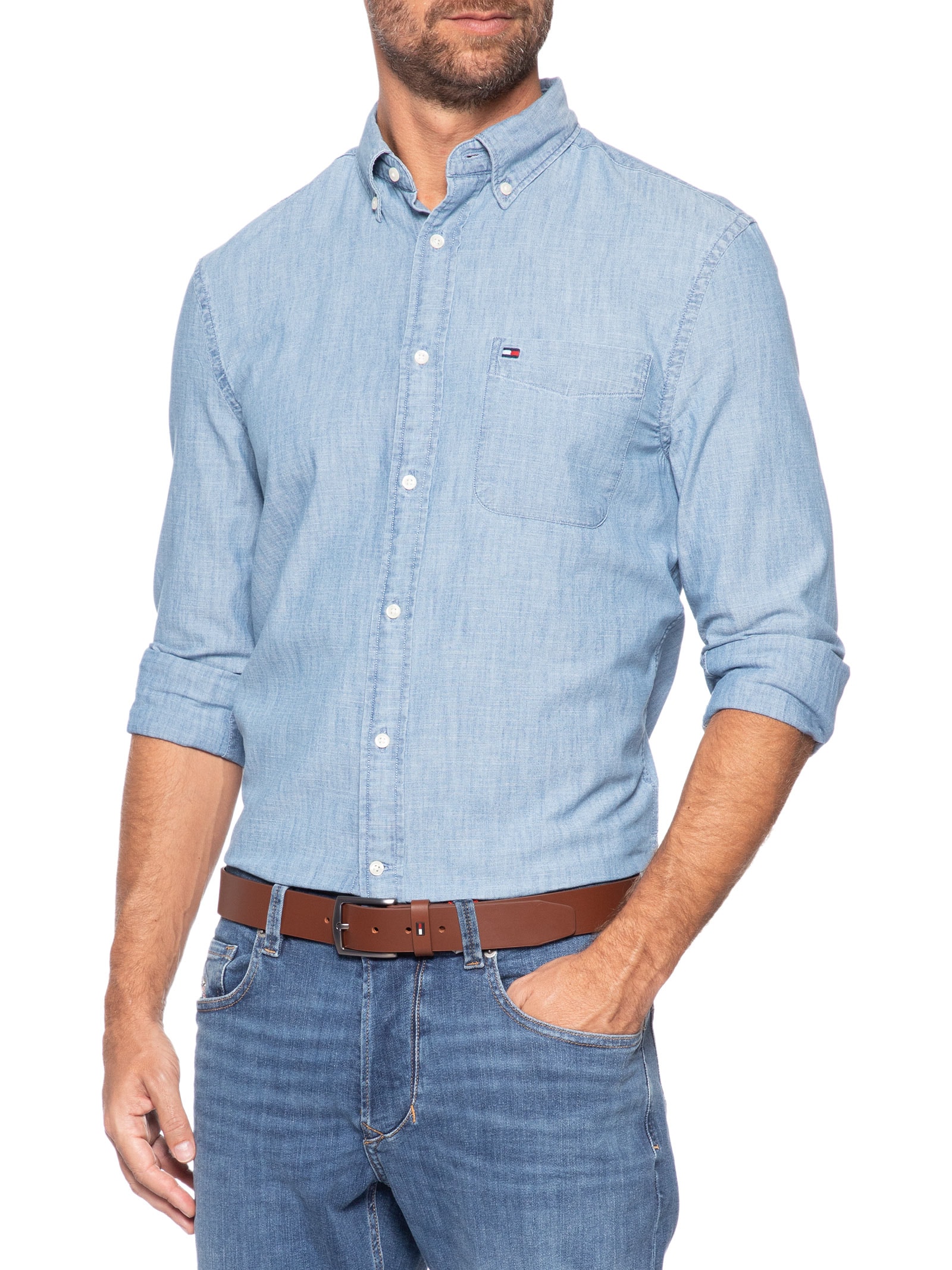 Cinto Masculino Denton 3.5 em Couro Marrom Tommy Hilfiger