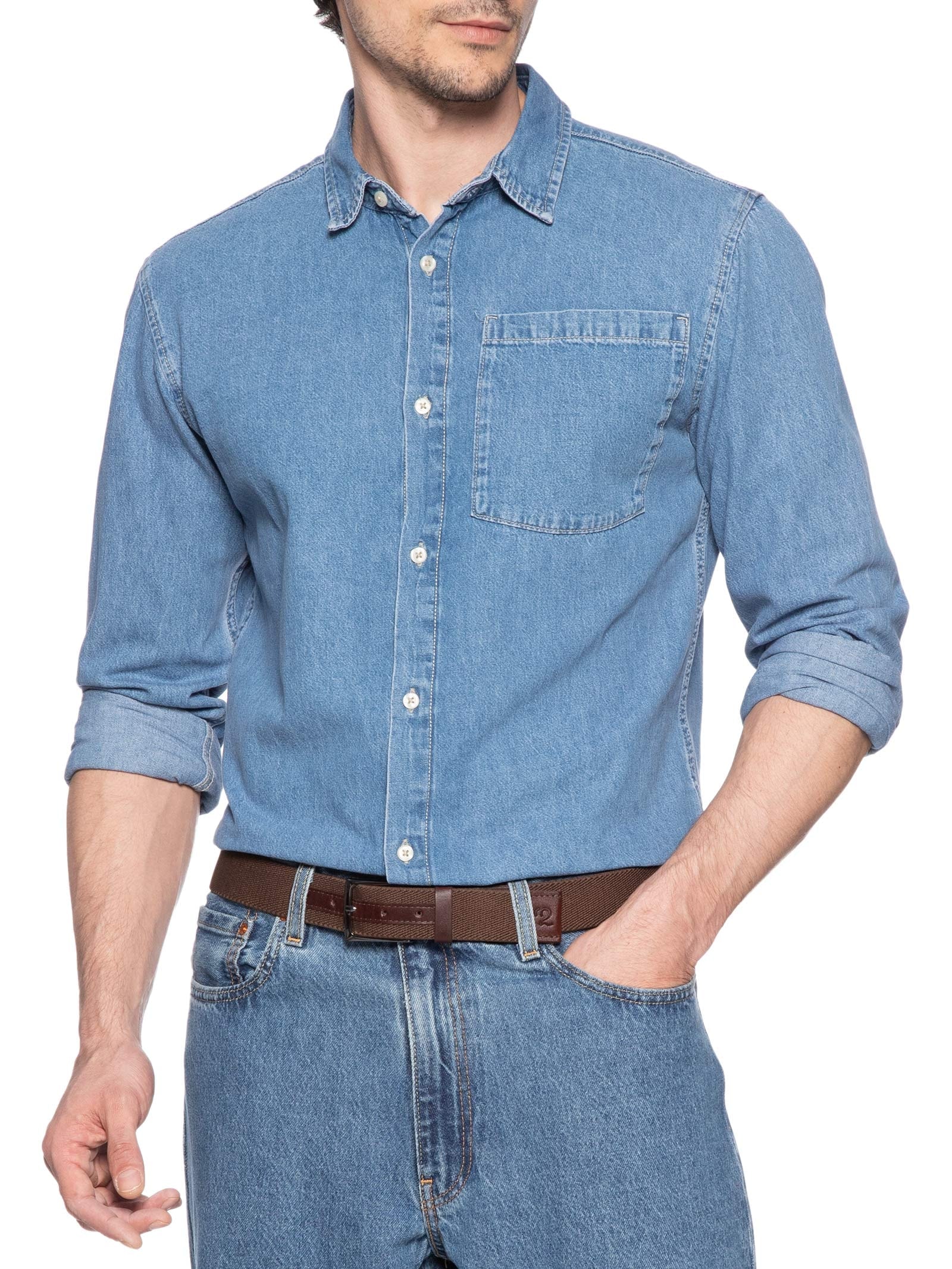 Cinto Masculino Elástico Com Couro Marrom '2 Essential