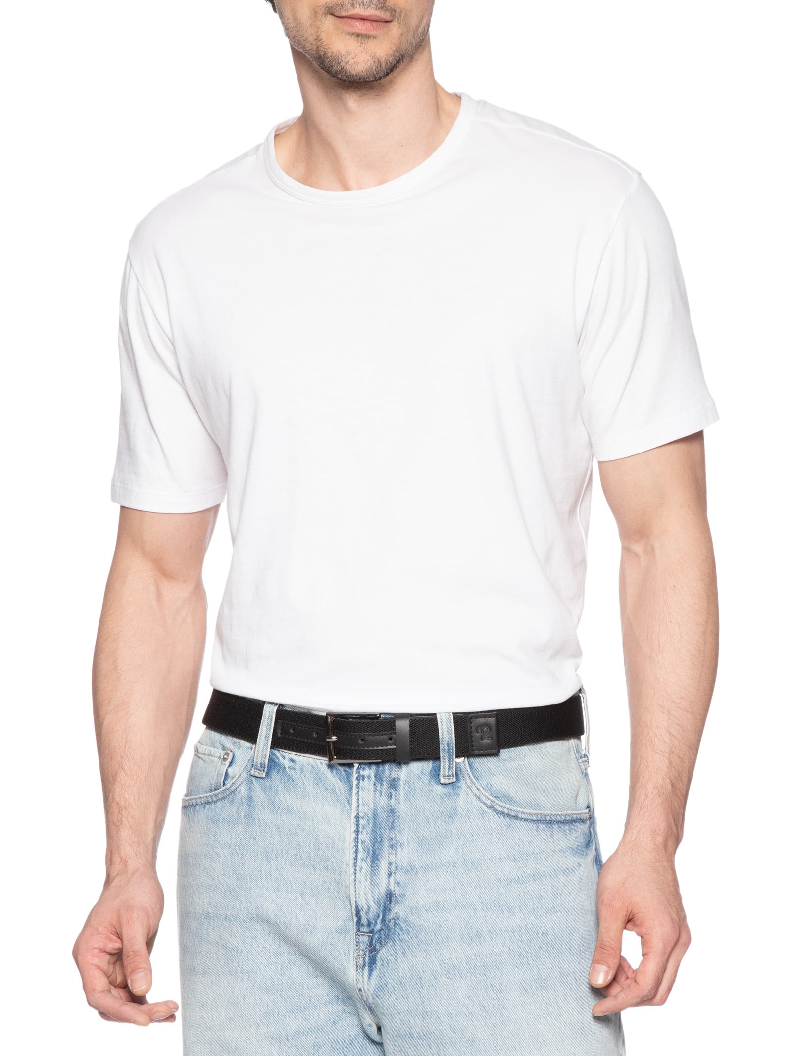 Cinto Masculino Elástico Com Couro Preto '2 Essential