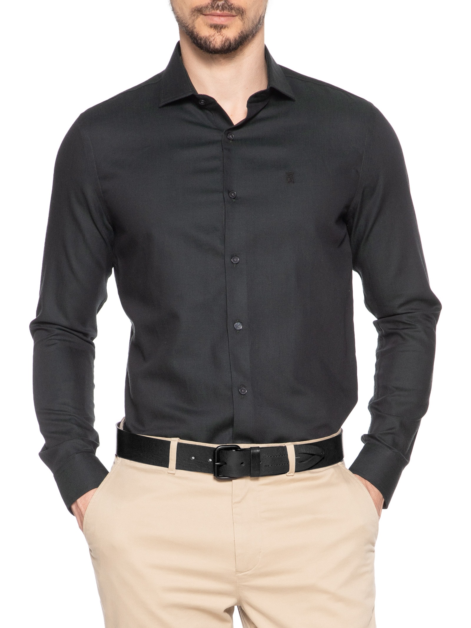 Cinto Masculino Em Couro Recorte Preto Sergio K