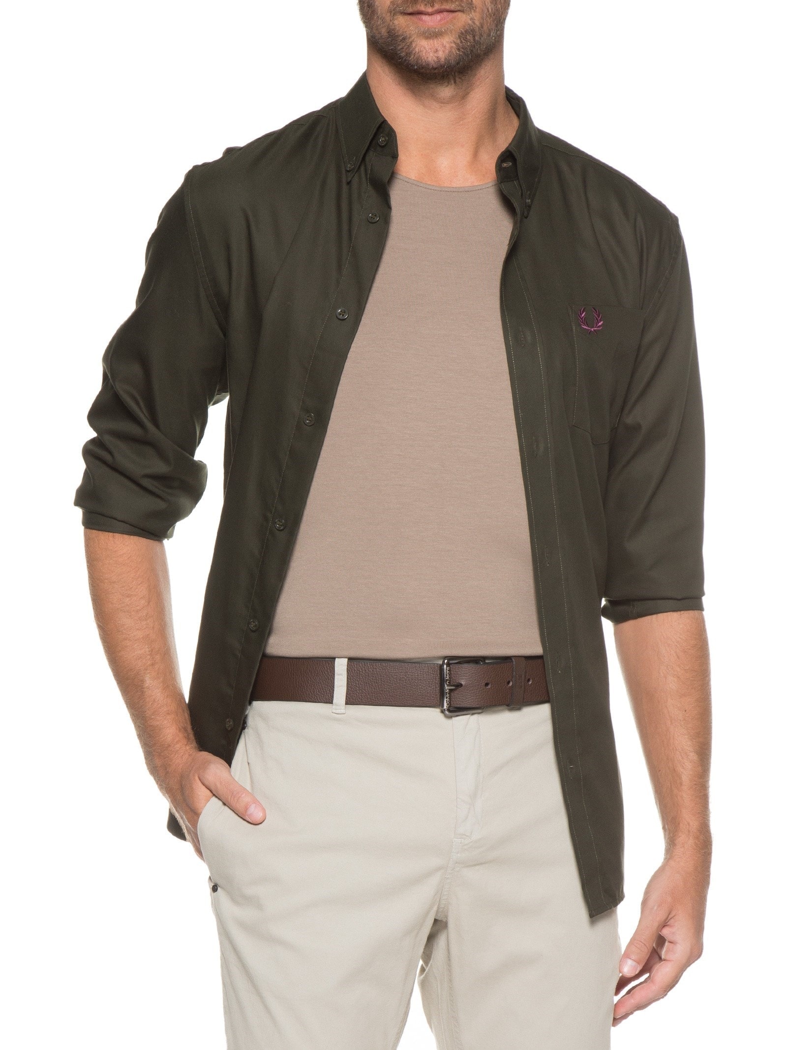 Cinto Masculino Floater Logo Pequeno Queima Marrom Calvin Klein Jeans