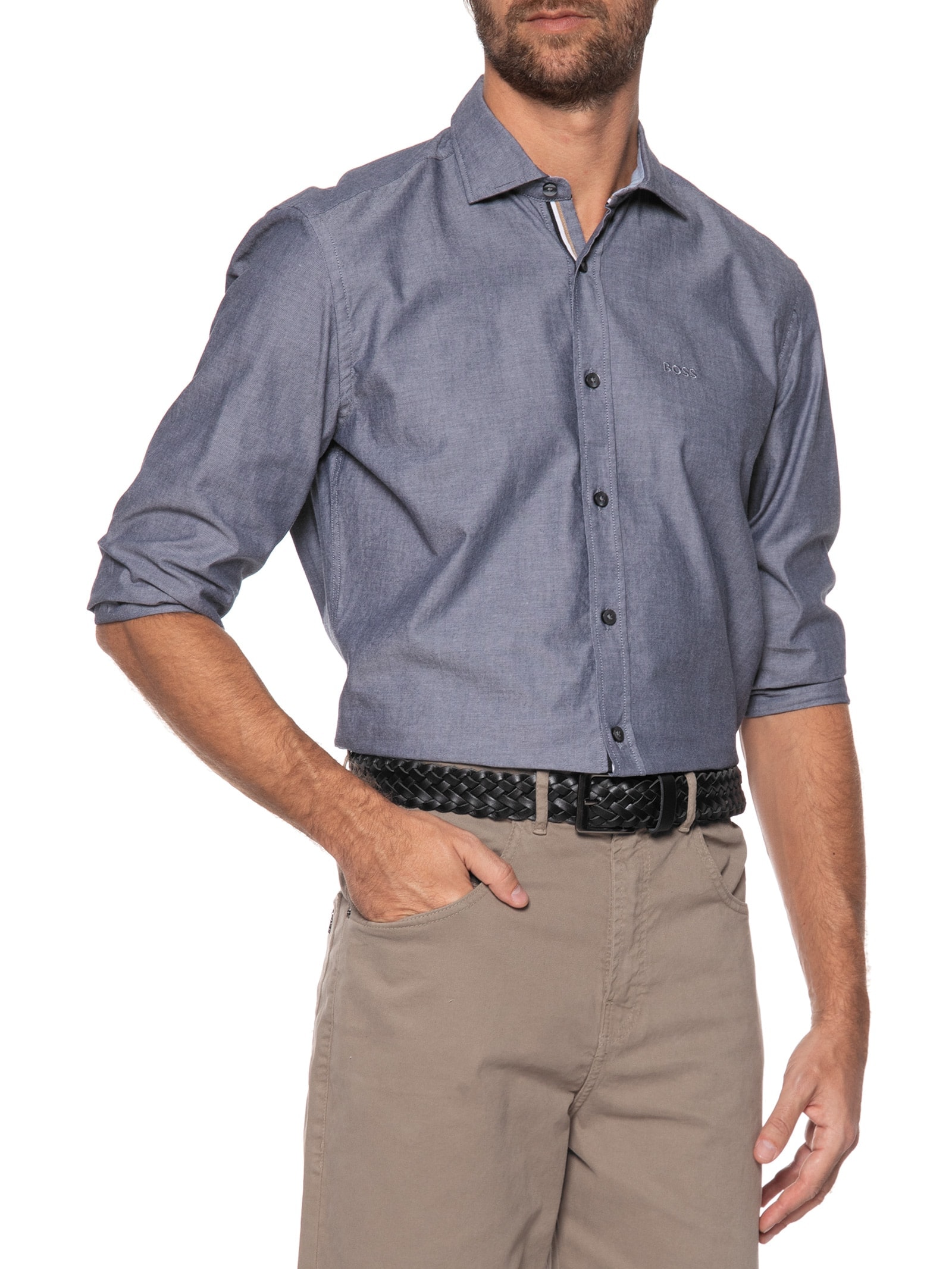 Cinto Masculino Trançado Couro Marrom '2 Essential