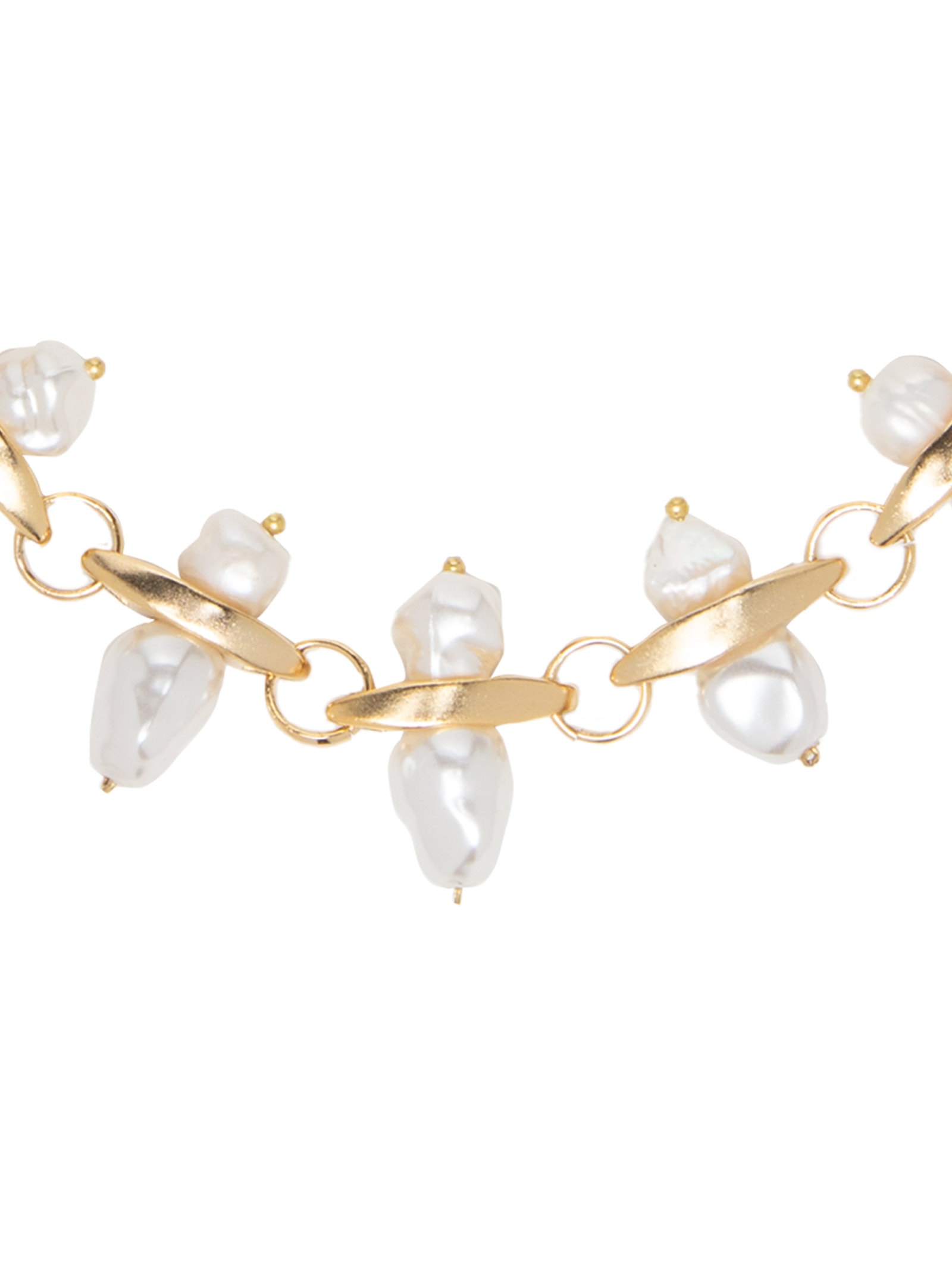 Colar Feminino Choker de Pérolas Dourado Animale