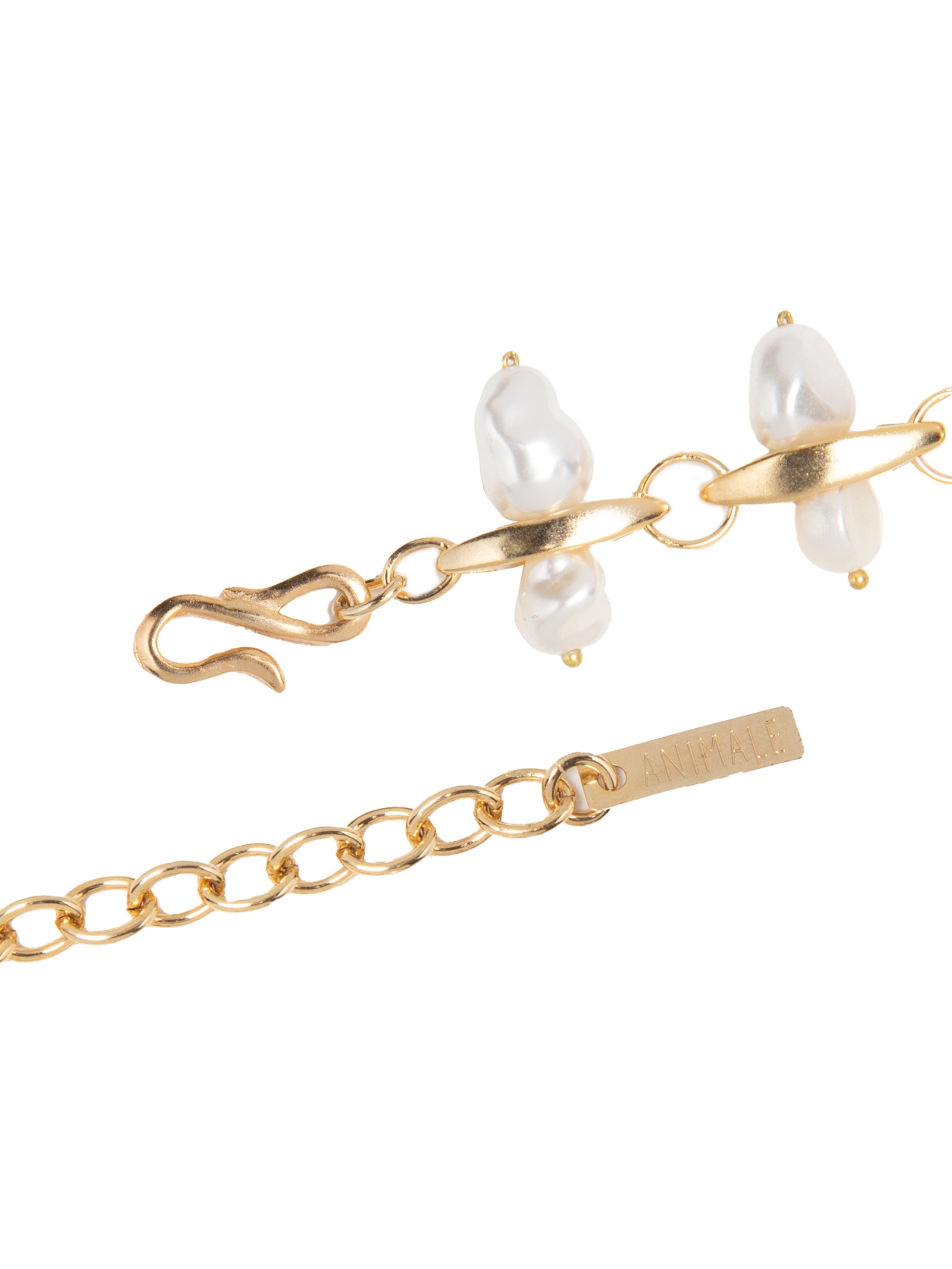 Colar Feminino Choker de Pérolas Dourado Animale