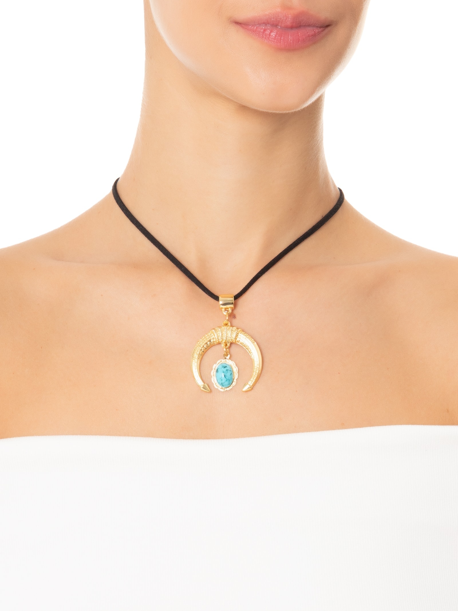 Colar Feminino Com Pingente Em Metal Preto Market 33