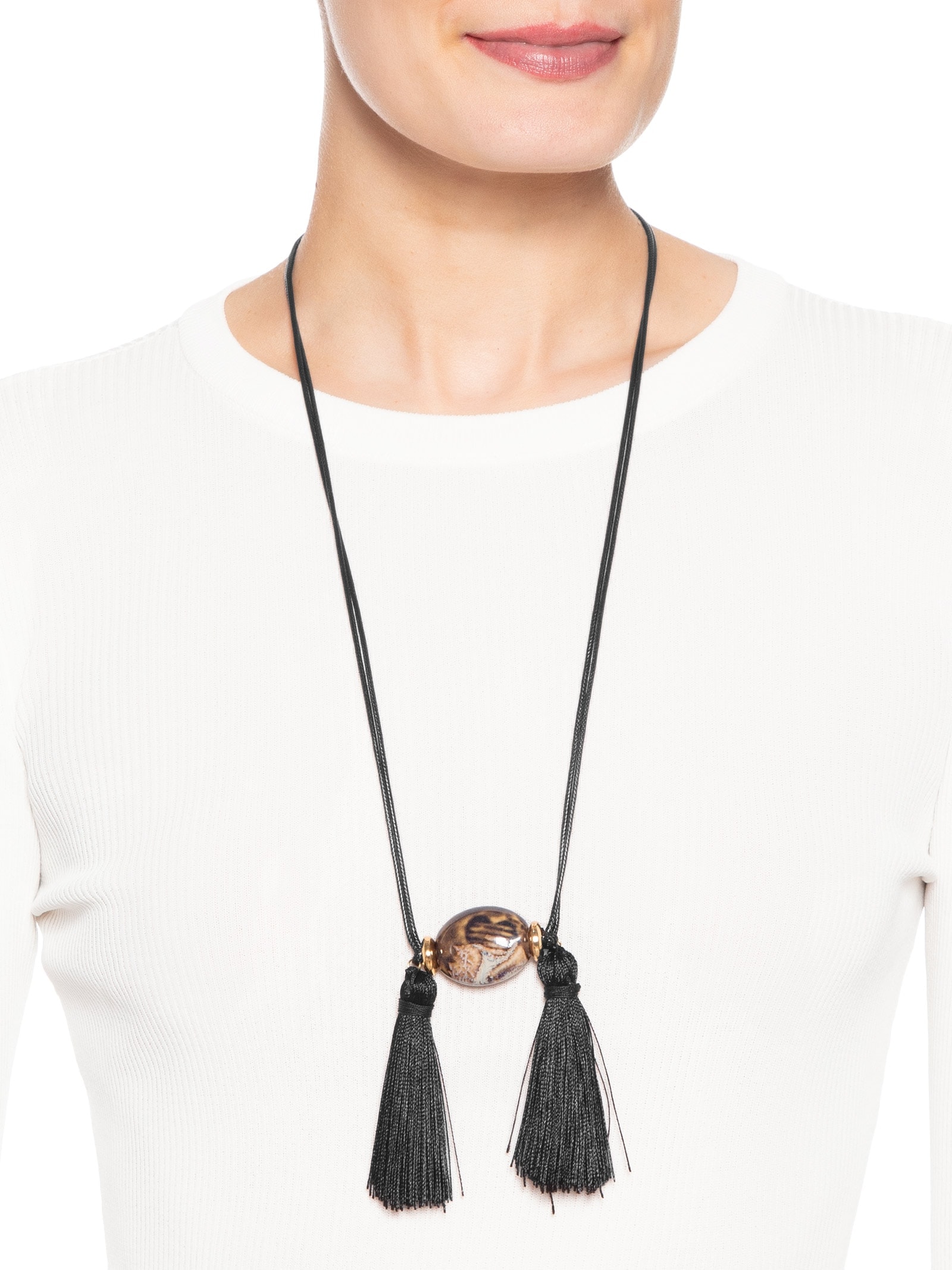 Colar Feminino Com Tassel Preto '2Essential