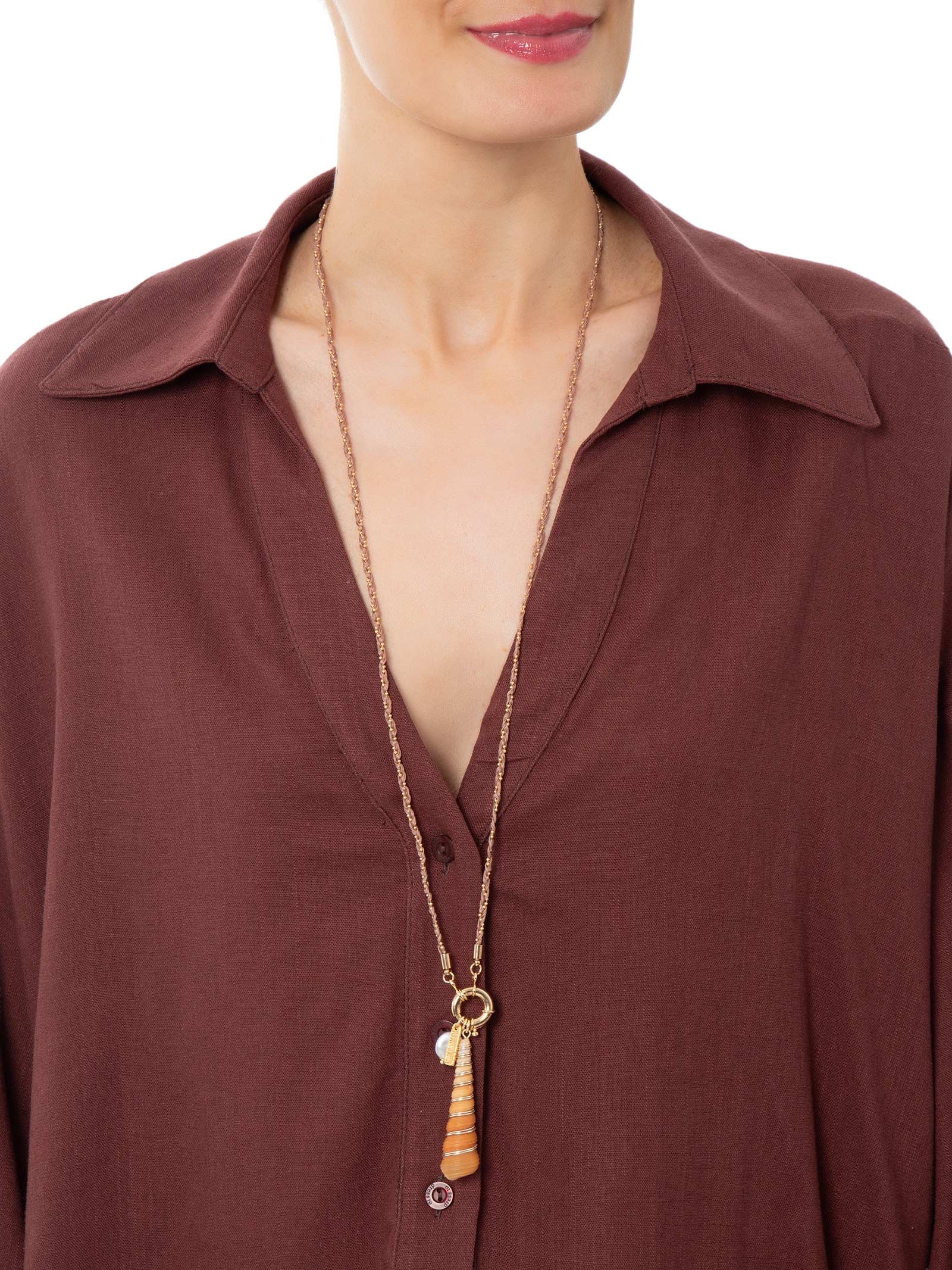 Colar Feminino Corda Leveza Marrom Dress To