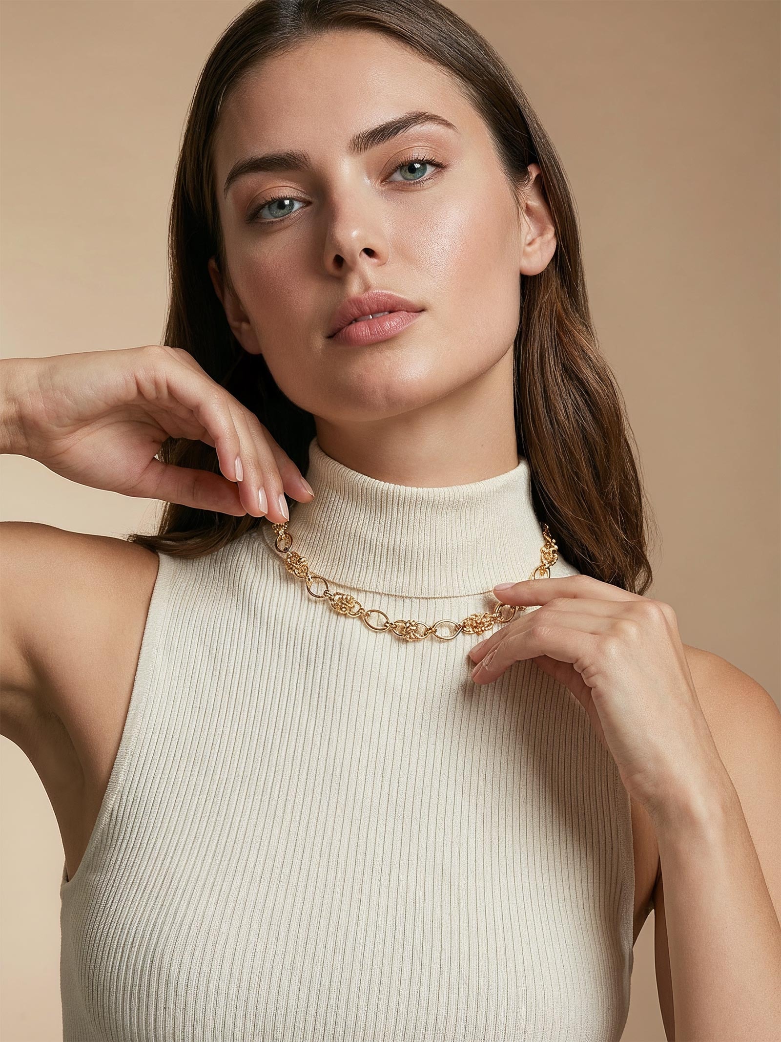 Colar Feminino Corrente Detalhada Dourado Basiq