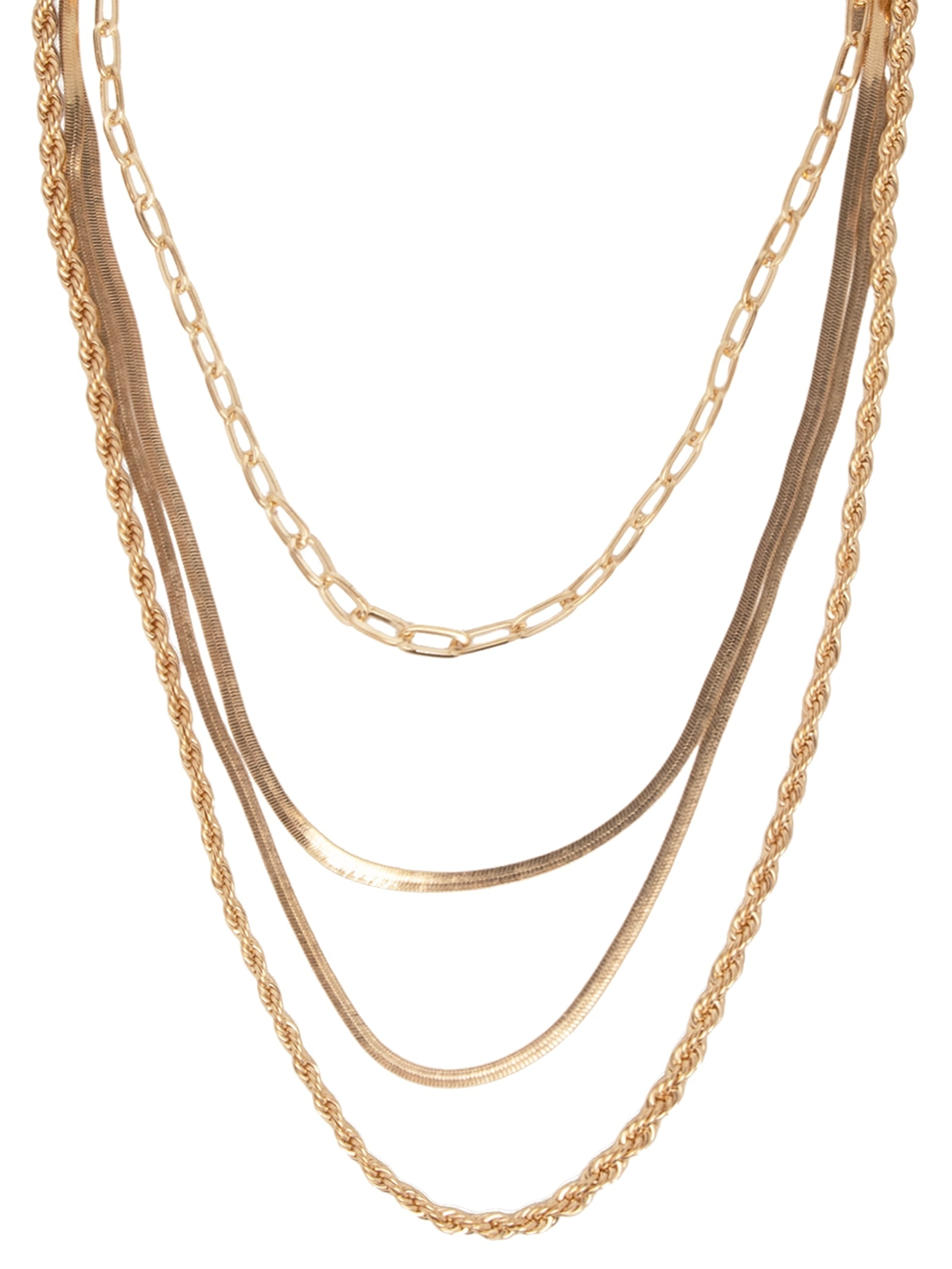 Colar Feminino Correntes Sobrepostas Dourado Basiq