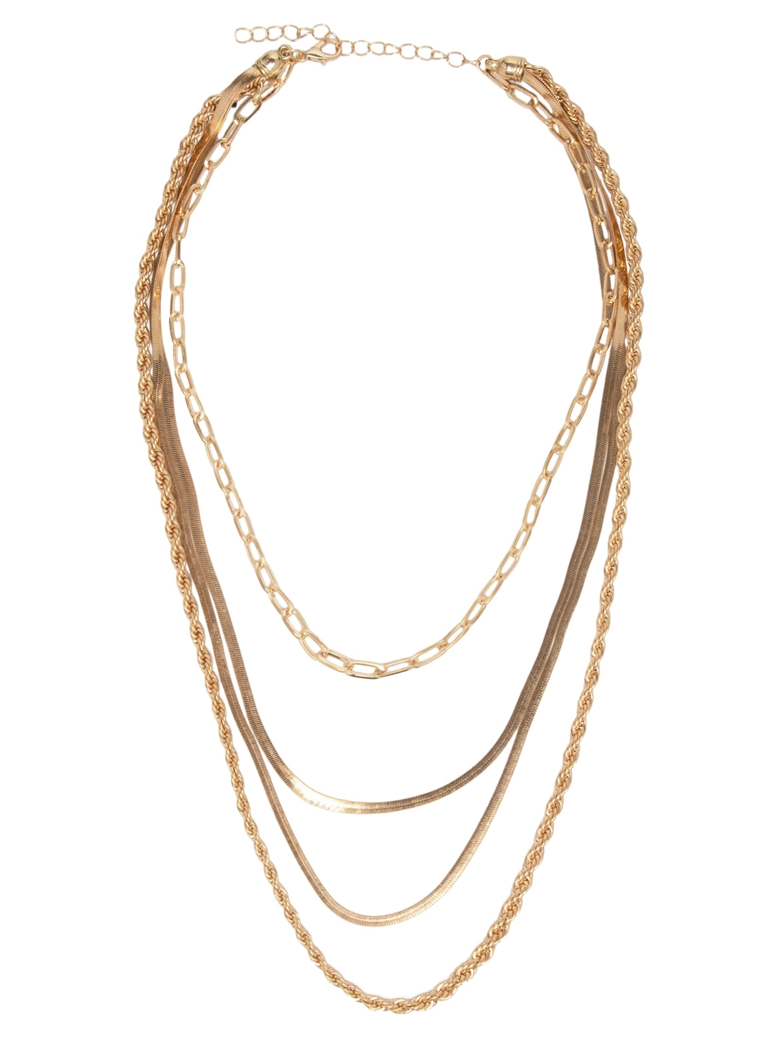 Colar Feminino Correntes Sobrepostas Dourado Basiq