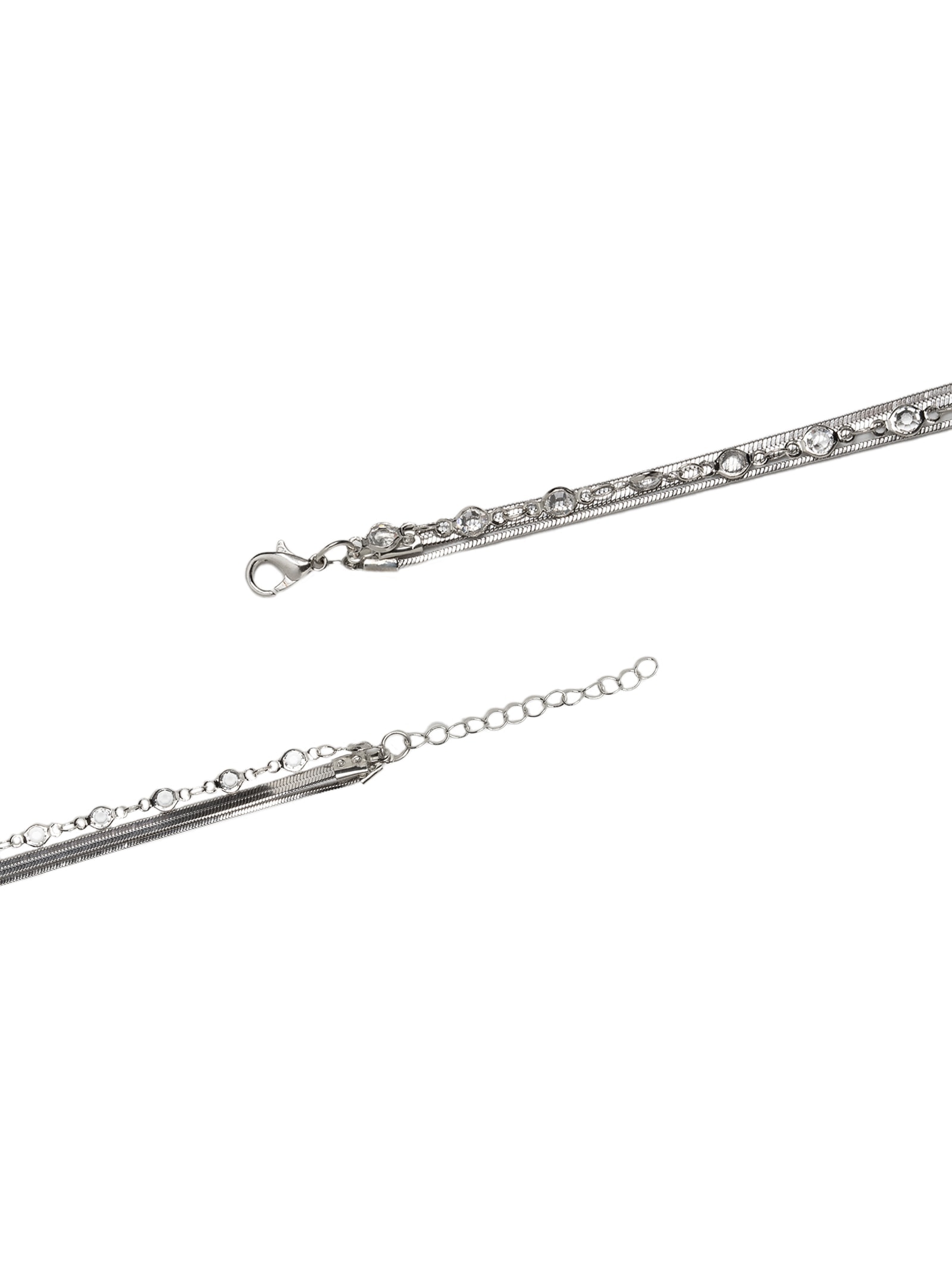 Colar Feminino Correntes Sobrepostas Prateado Basiq