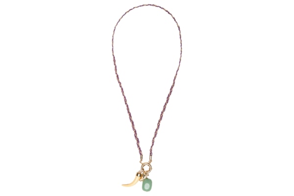 Colar Feminino Curto Dente Resina - Roxo