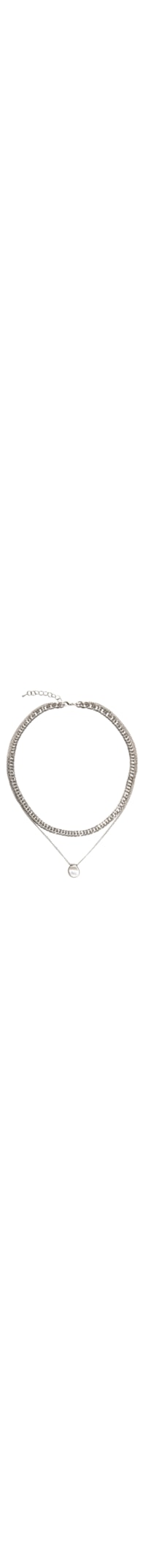 Colar Feminino Duplo Com Pingente - Prata