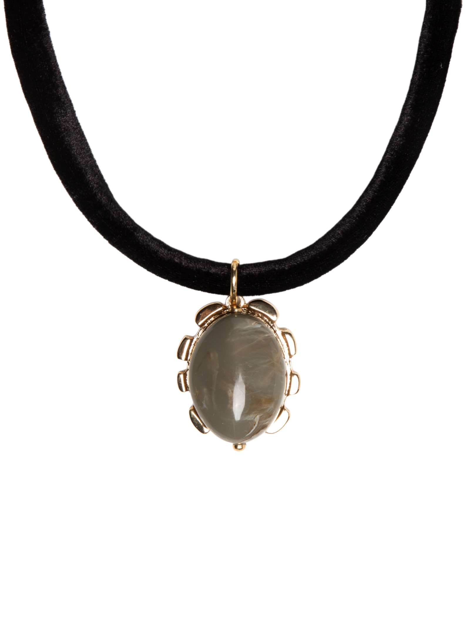 Colar Feminino Em Veludo Com Pingente Cinza '2Essential