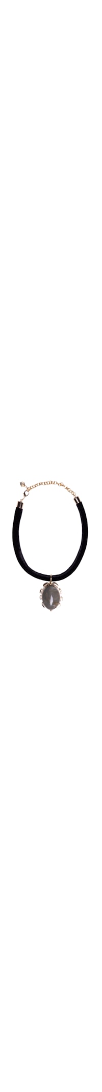 Colar Feminino Em Veludo Com Pingente - Cinza