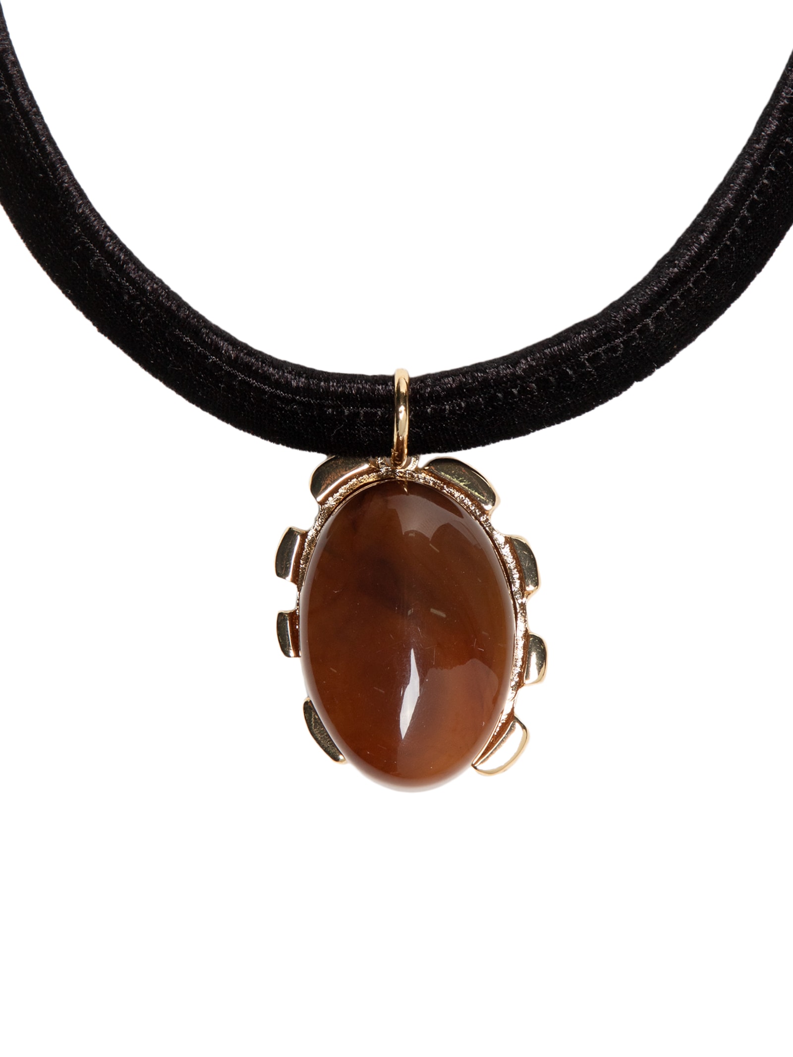 Colar Feminino Em Veludo Com Pingente Marrom '2Essential