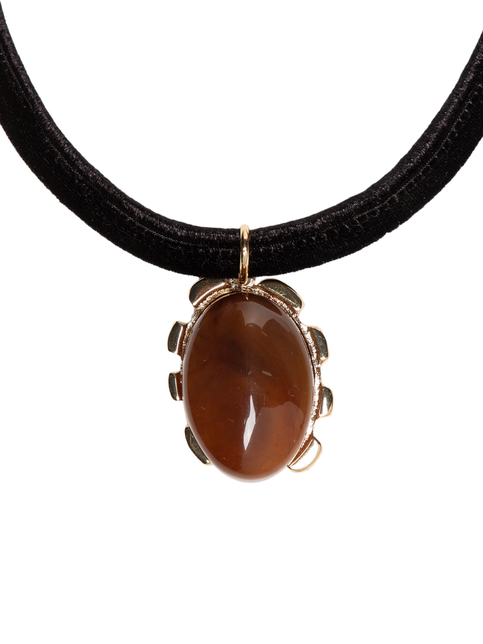 Colar Feminino Em Veludo Com Pingente Marrom '2Essential