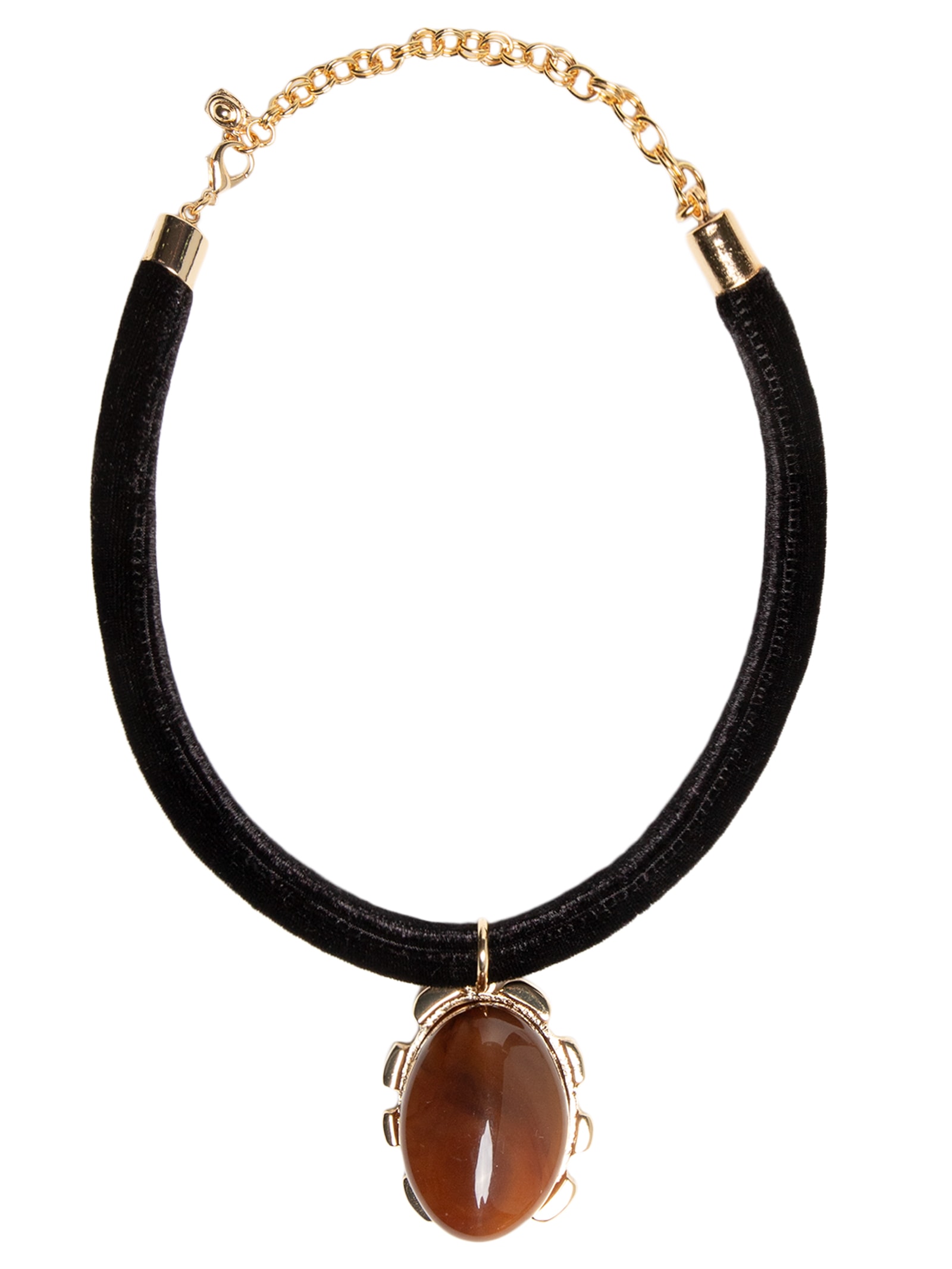 Colar Feminino Em Veludo Com Pingente Marrom '2Essential