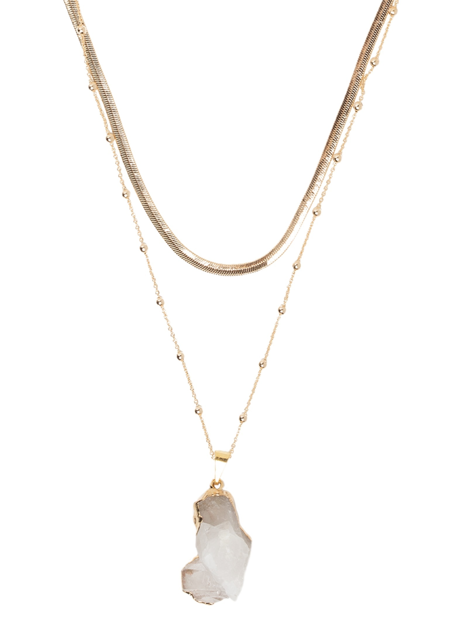 Colar Feminino Folheado Sobreposto Com Pingente Dourado Basiq