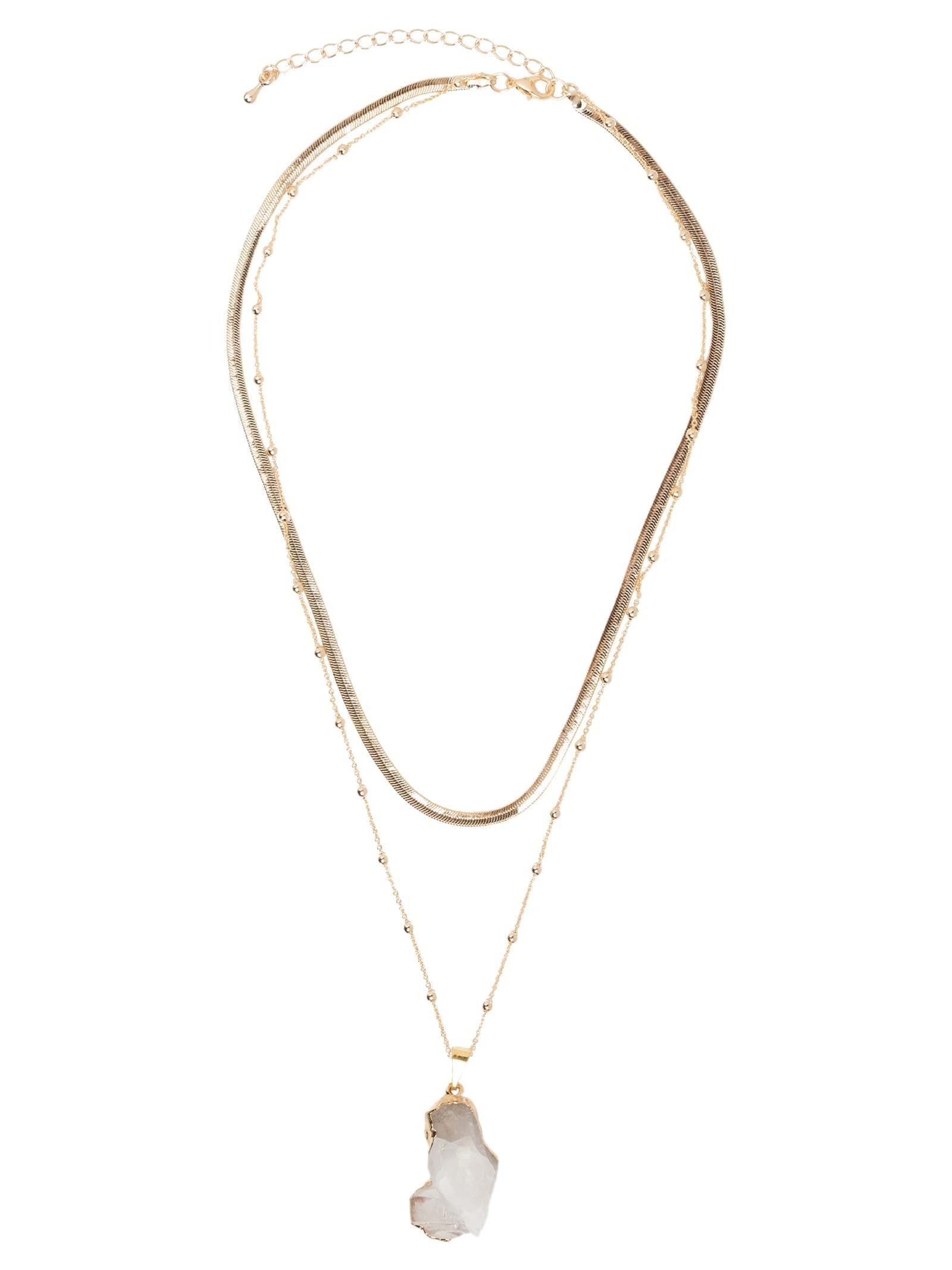 Colar Feminino Folheado Sobreposto Com Pingente Dourado Basiq