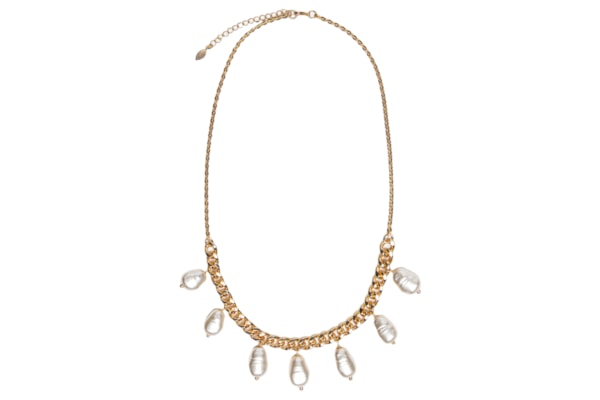 Colar Feminino Gargantilha Grume + Gotas De Pérola Rústica - Dourado