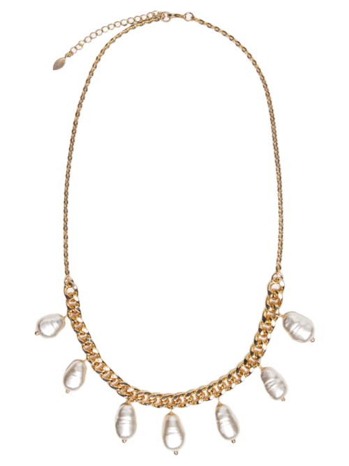 Colar Feminino Gargantilha Grume + Gotas De Pérola Rústica - Dourado
