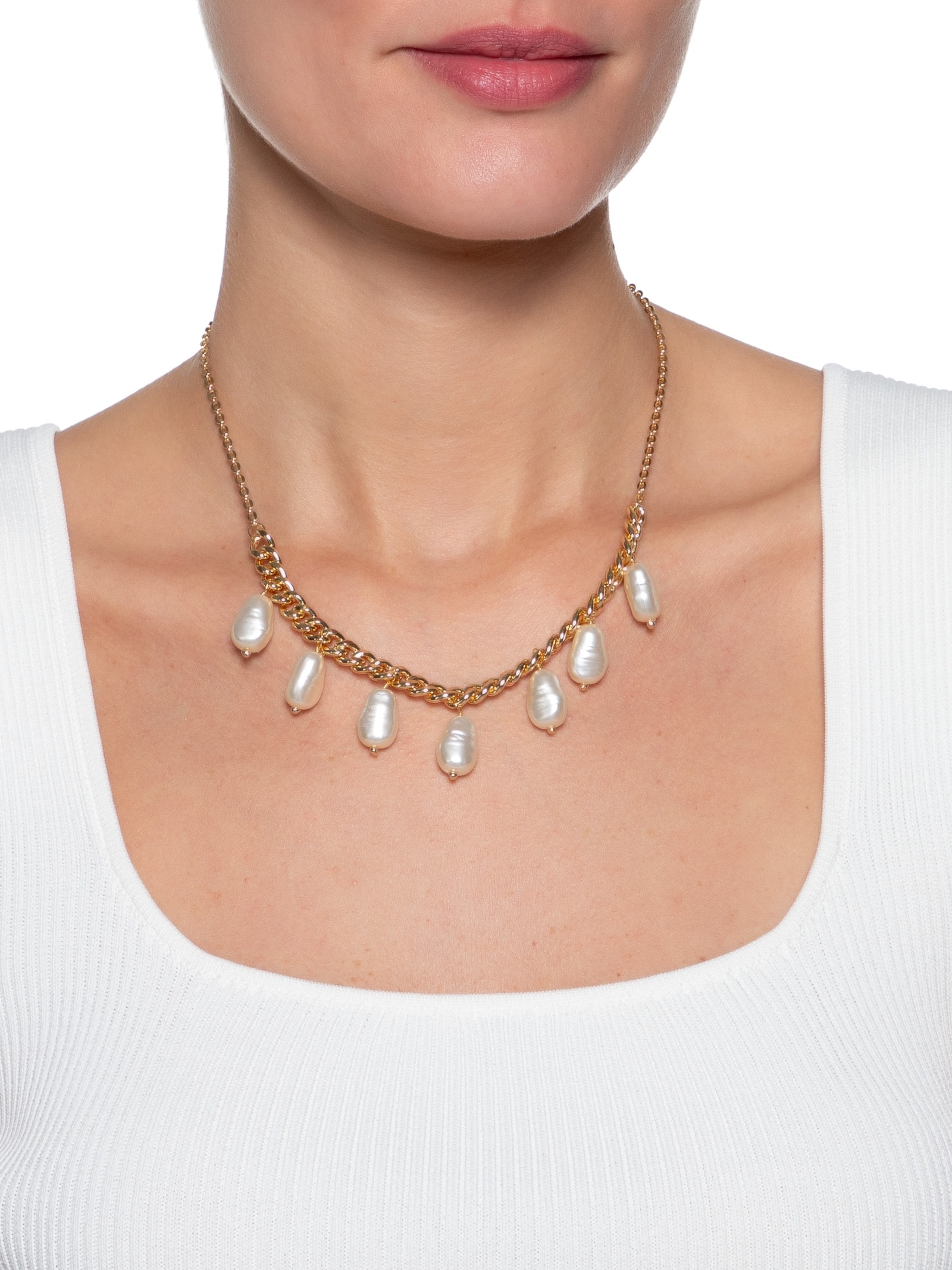 Colar Feminino Gargantilha Grume + Gotas De Pérola Rústica Dourado D'santis Joias