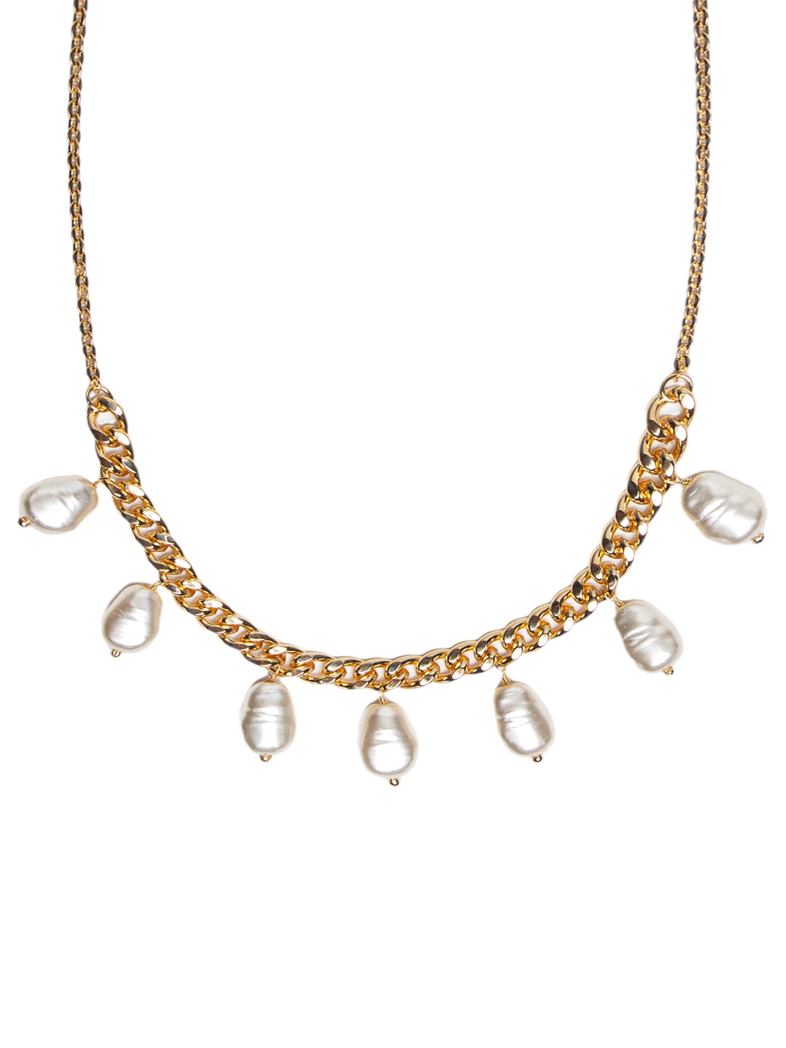 Colar Feminino Gargantilha Grume + Gotas De Pérola Rústica Dourado D'santis Joias