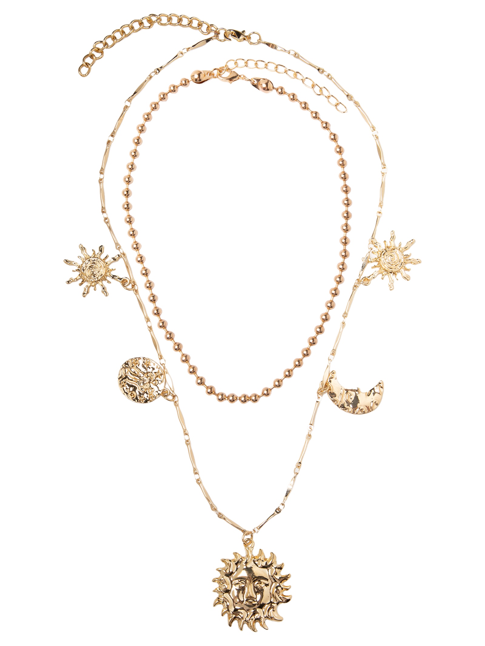 Colar Feminino Kit Sol E Lua Dourado Market 33