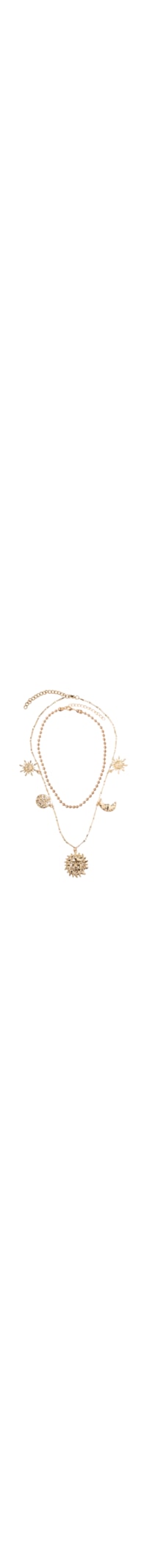 Colar Feminino Kit Sol E Lua - Dourado