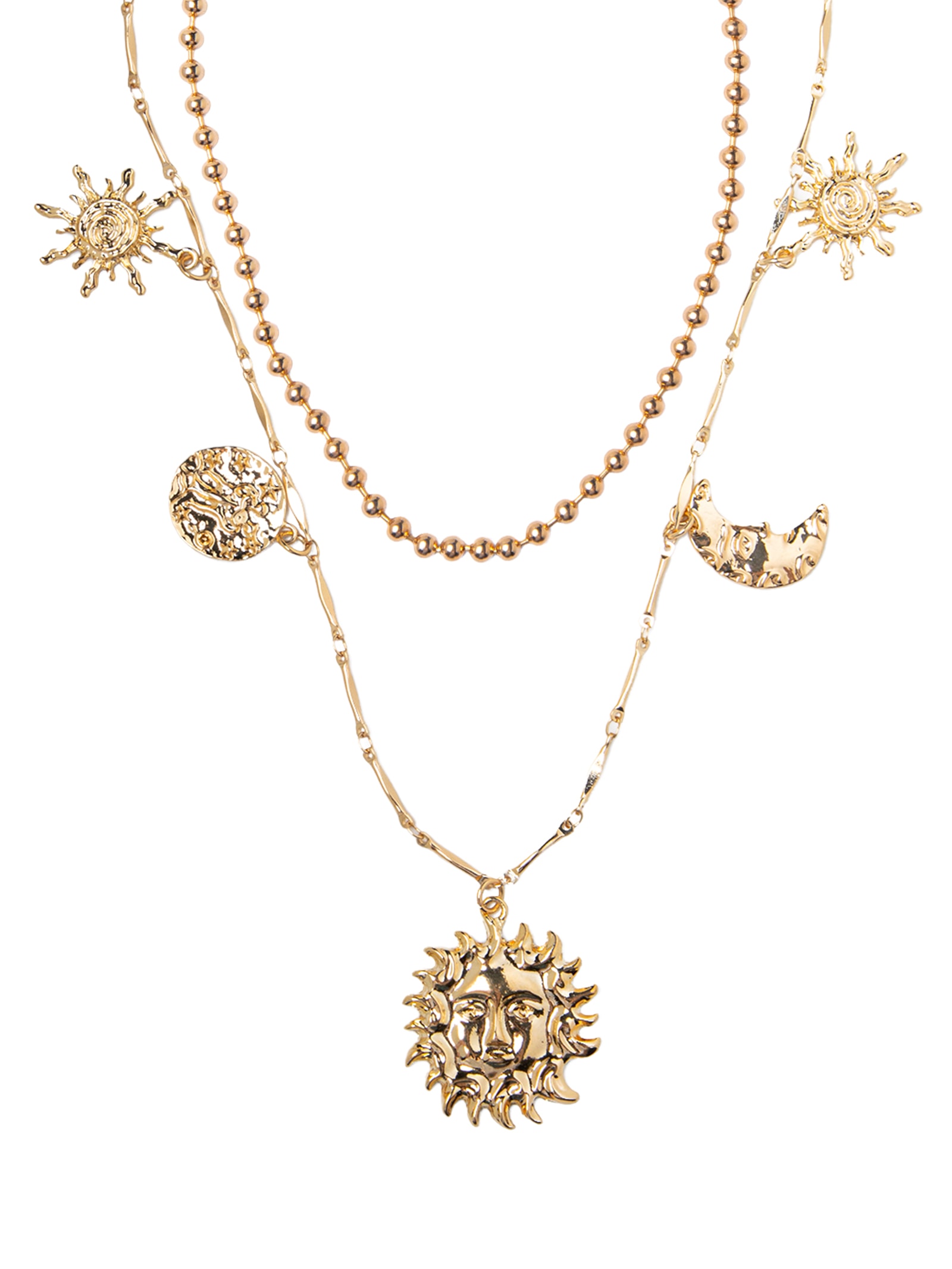 Colar Feminino Kit Sol E Lua Dourado Market 33