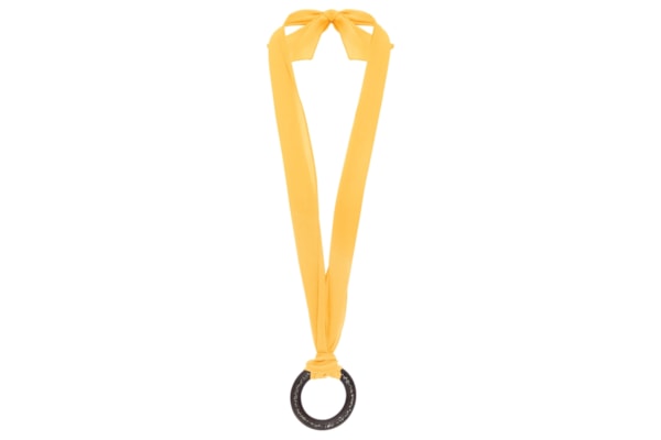 Colar Feminino Lenço De Seda Com Argola Resina - Amarelo
