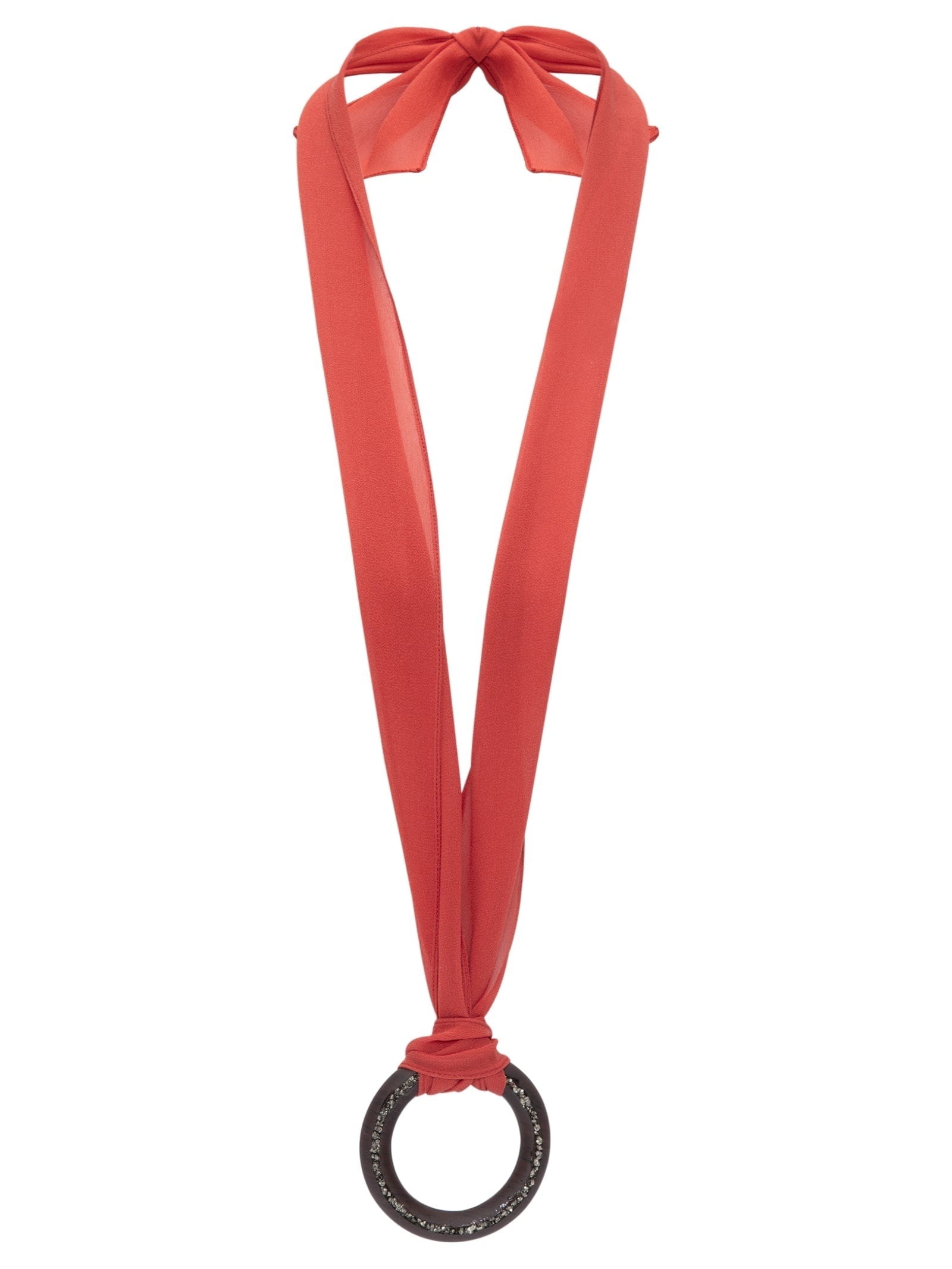 Colar Feminino Lenço De Seda Com Argola Resina Laranja '2Essential
