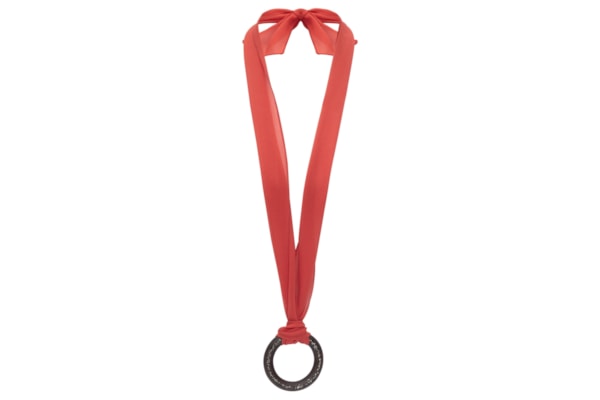 Colar Feminino Lenço De Seda Com Argola Resina - Laranja