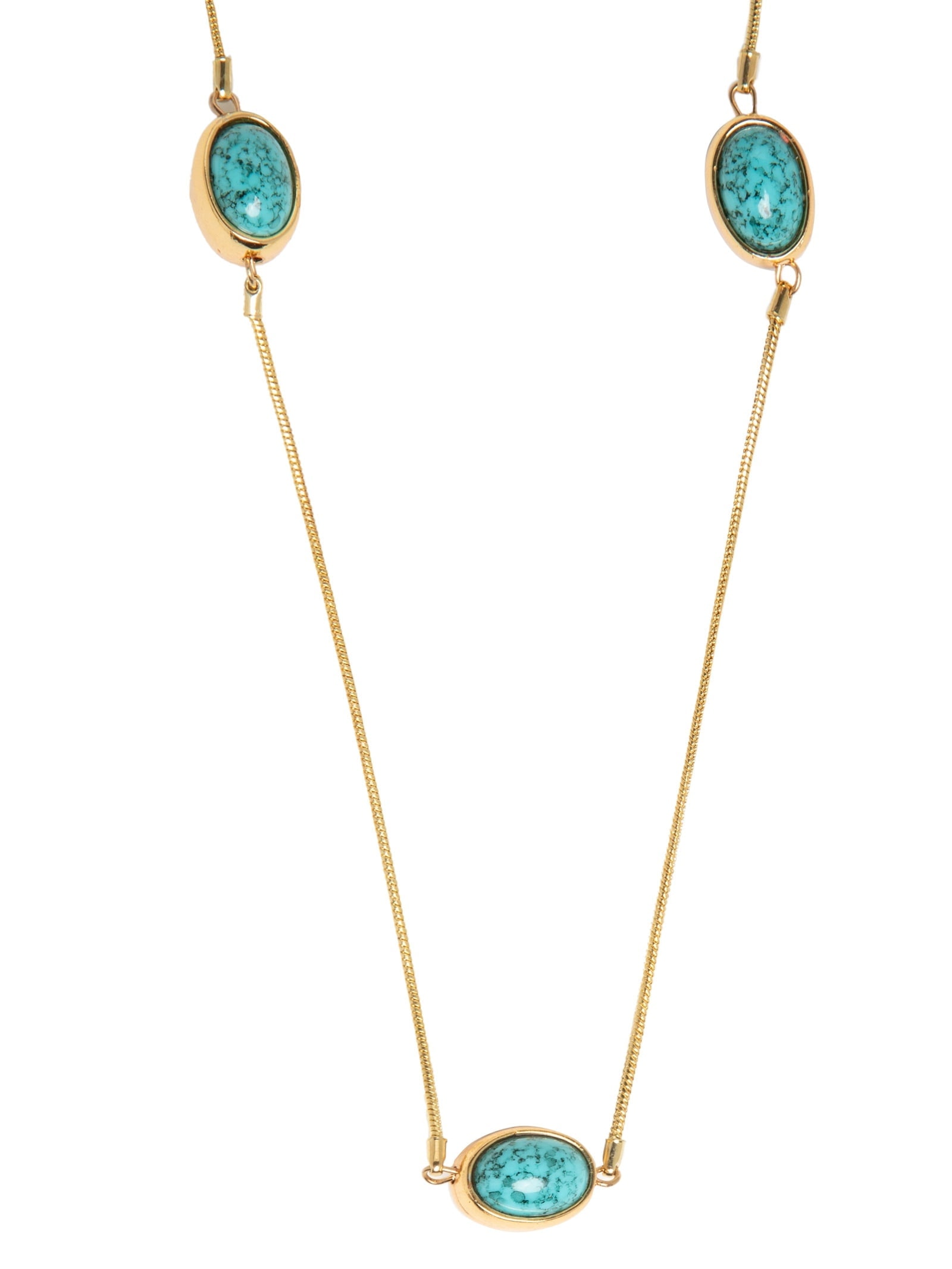 Colar Feminino Longo com Pedras Turquesas Azul  '2Essential