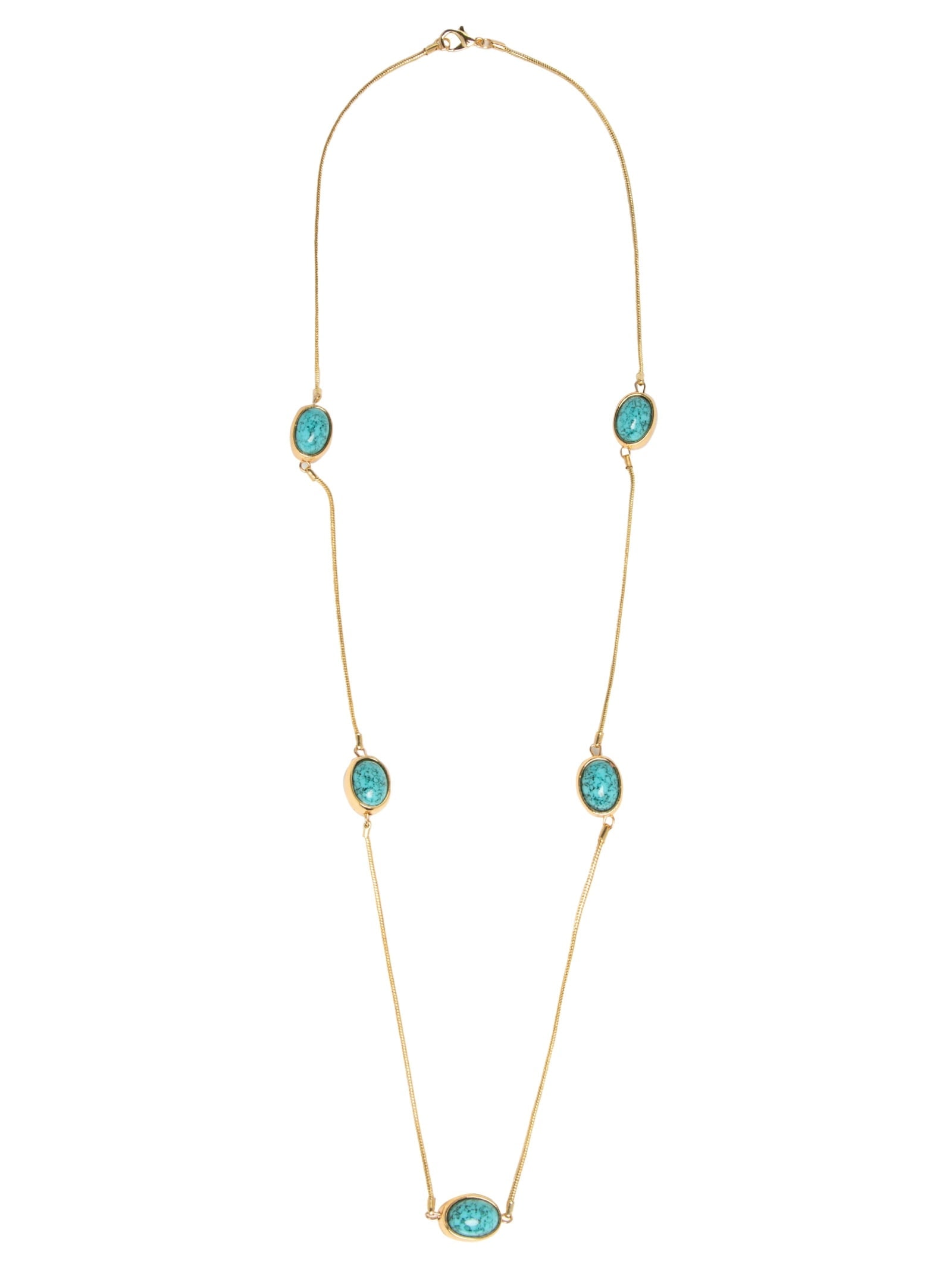 Colar Feminino Longo com Pedras Turquesas Azul  '2Essential