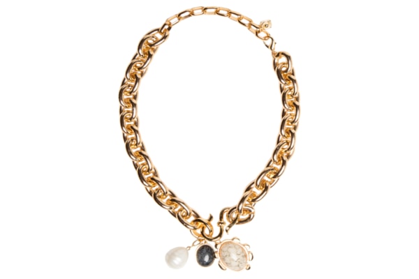 Colar Feminino Maxi Corrente Com Pingentes - Dourado