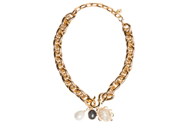 Colar Feminino Maxi Corrente Com Pingentes - Dourado