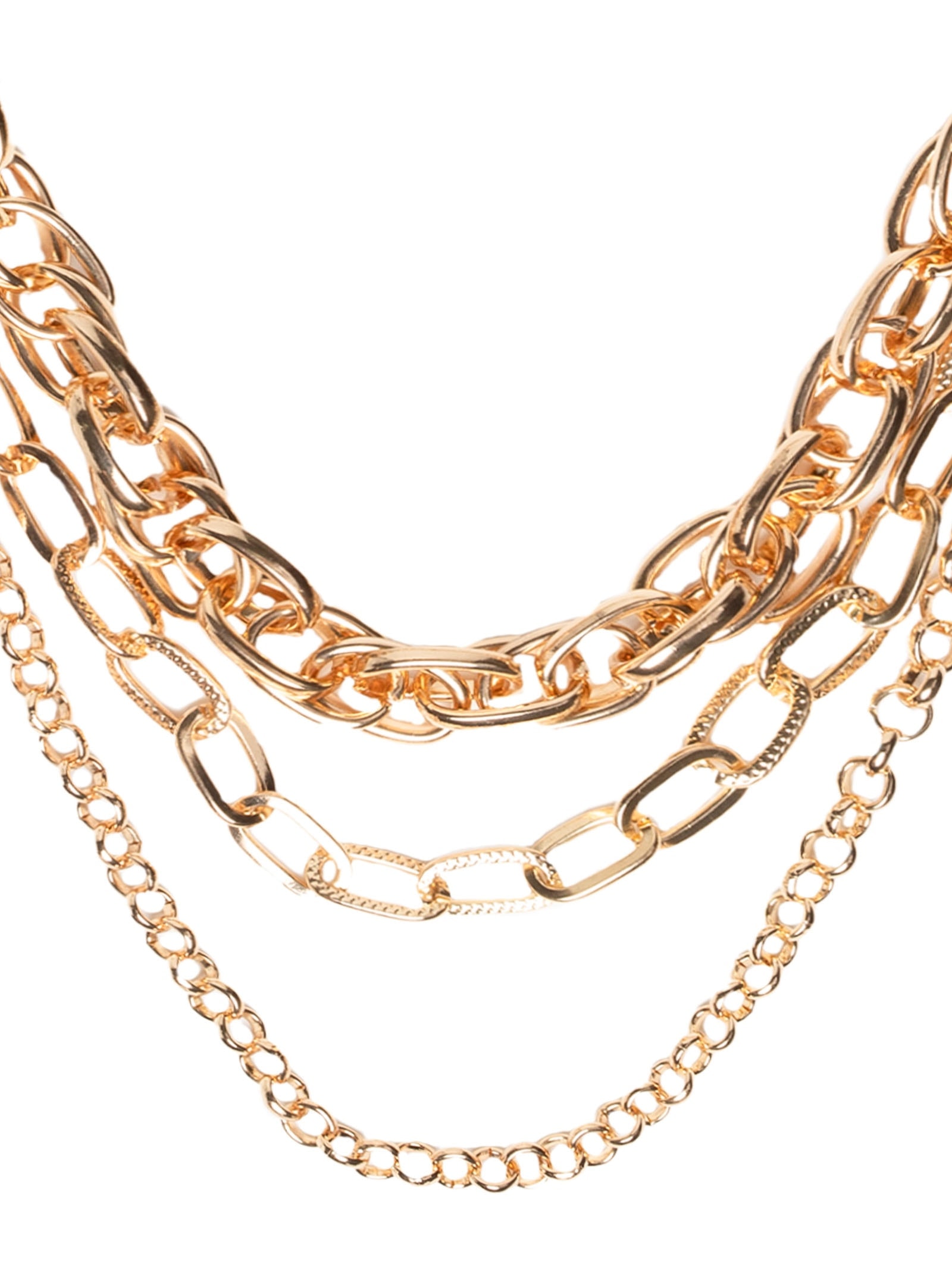 Colar Feminino Mix Correntes Dourado Market 33