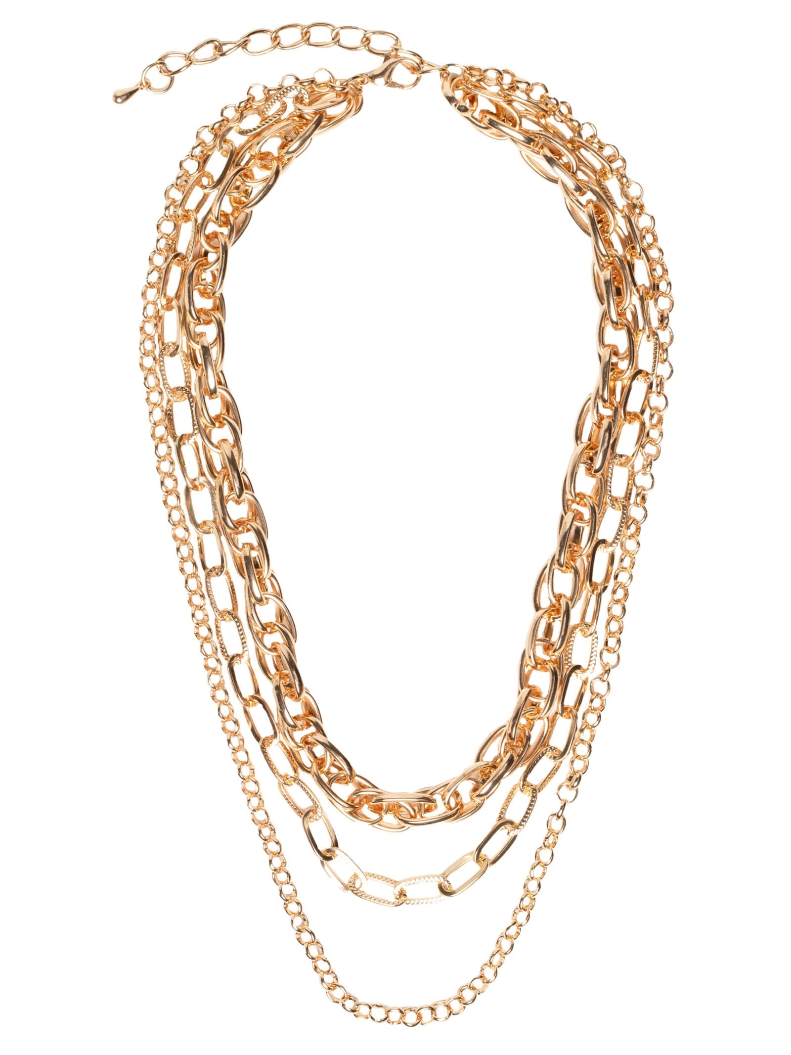 Colar Feminino Mix Correntes Dourado Market 33