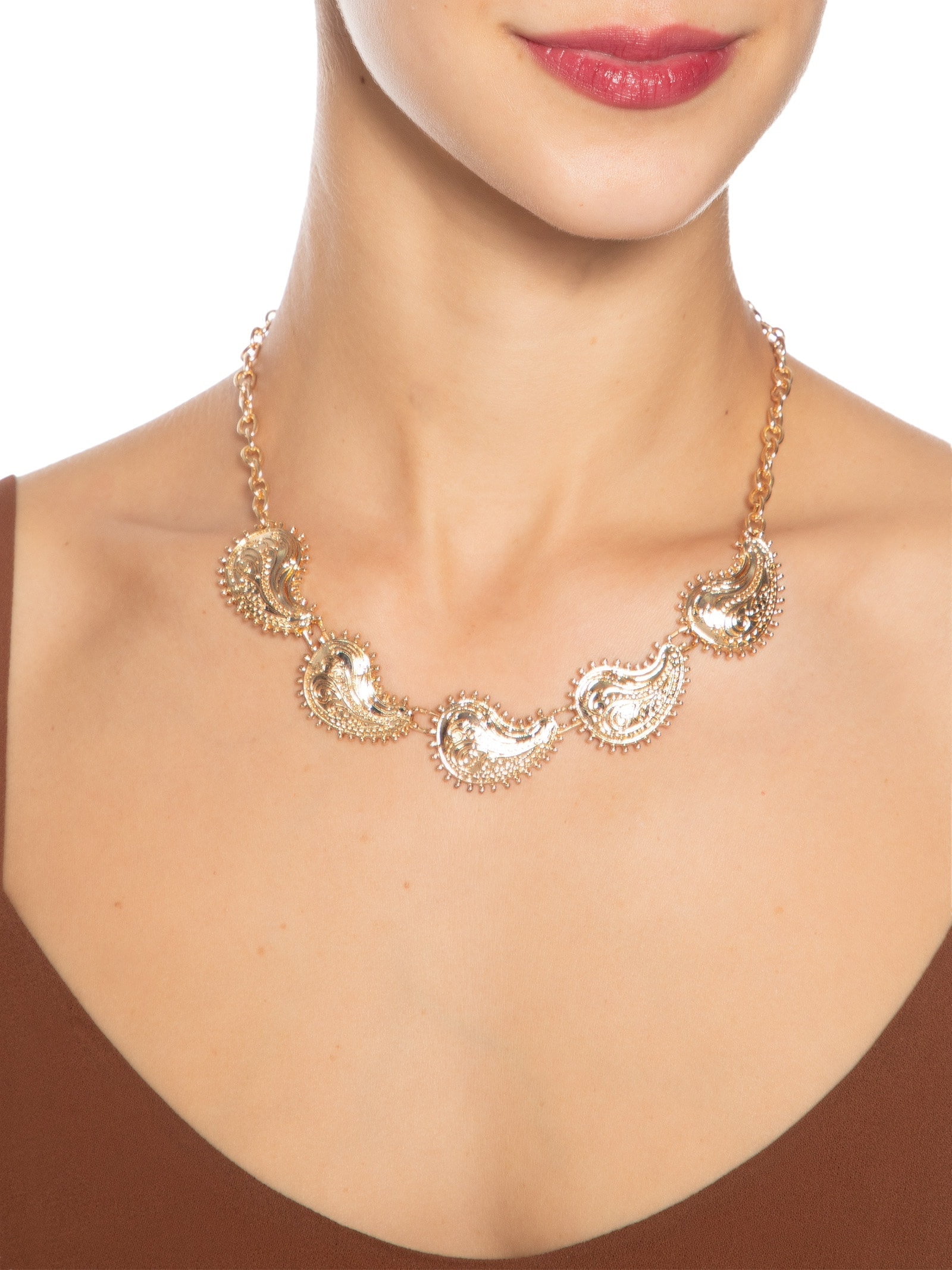 Colar Feminino Paisley Dourado Market 33