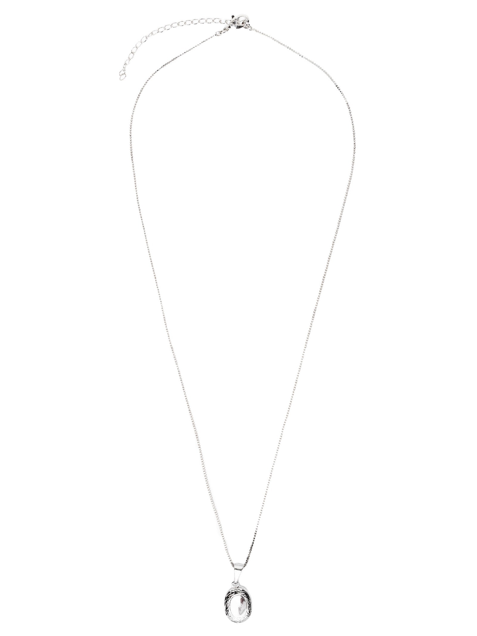 Colar Feminino Relicário Pequeno Oval Com Detalhe Prata Basiq