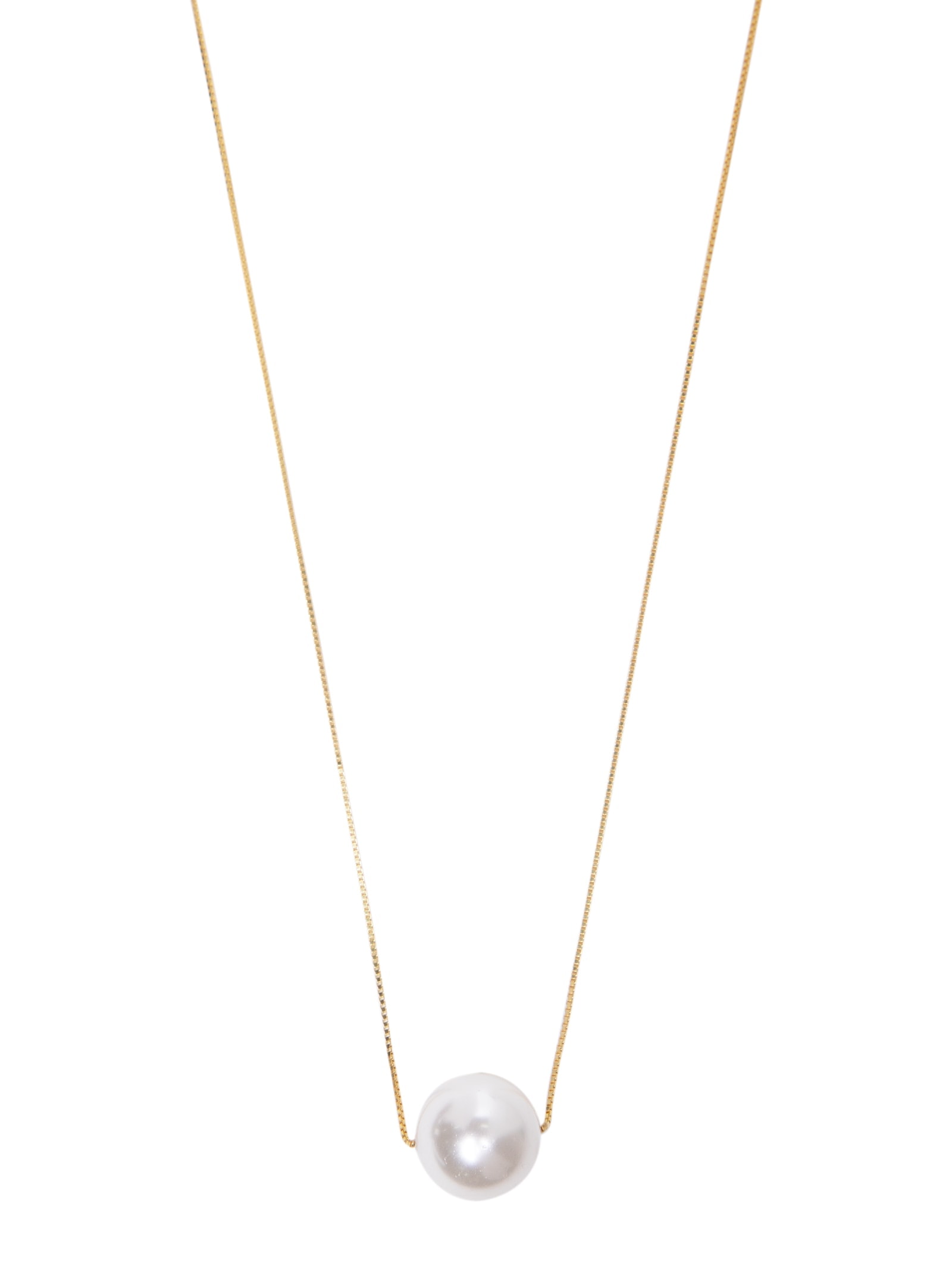 Colar Feminino Solitário Pérola Dourado Andressa Delamuta