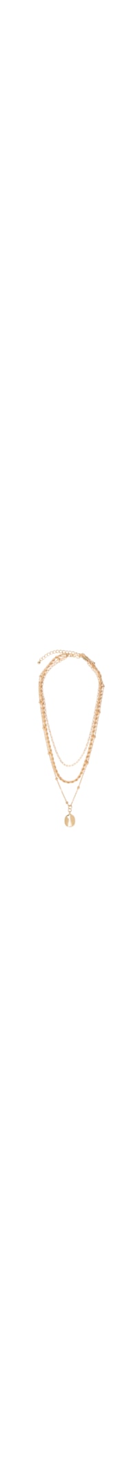 Colar Feminino Triplo Com Pingente - Dourado