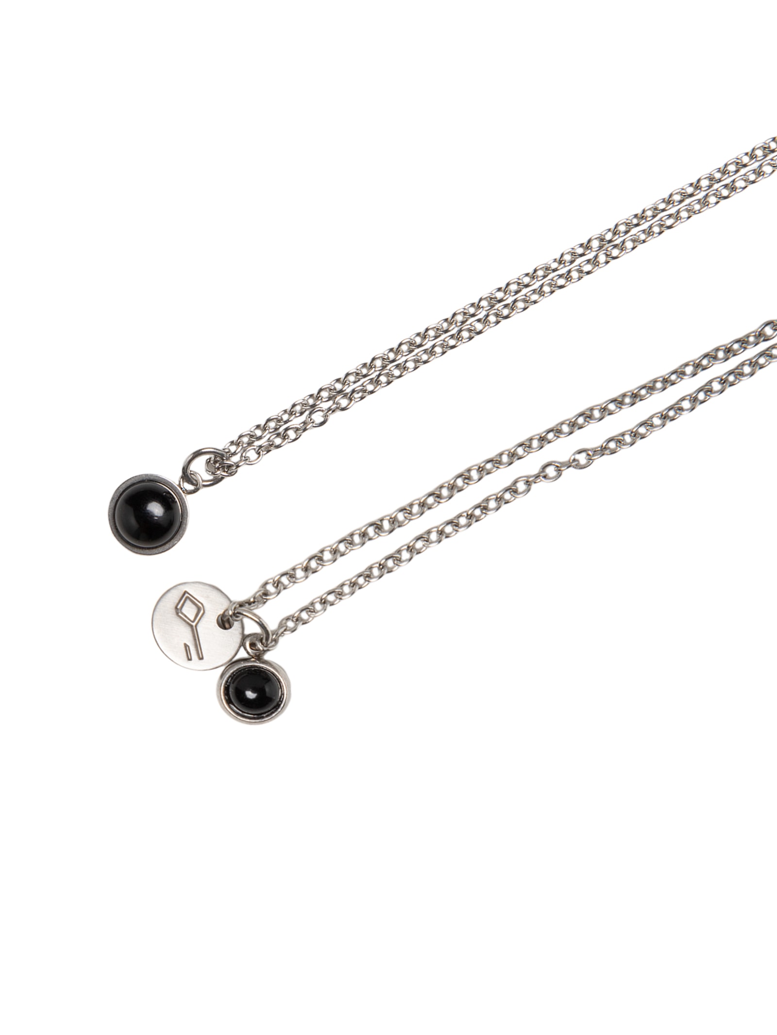 Colar Masculino Escapulário Cizeta de Corrente em Aço e Pedra Natural Ágata Prateado Key Design