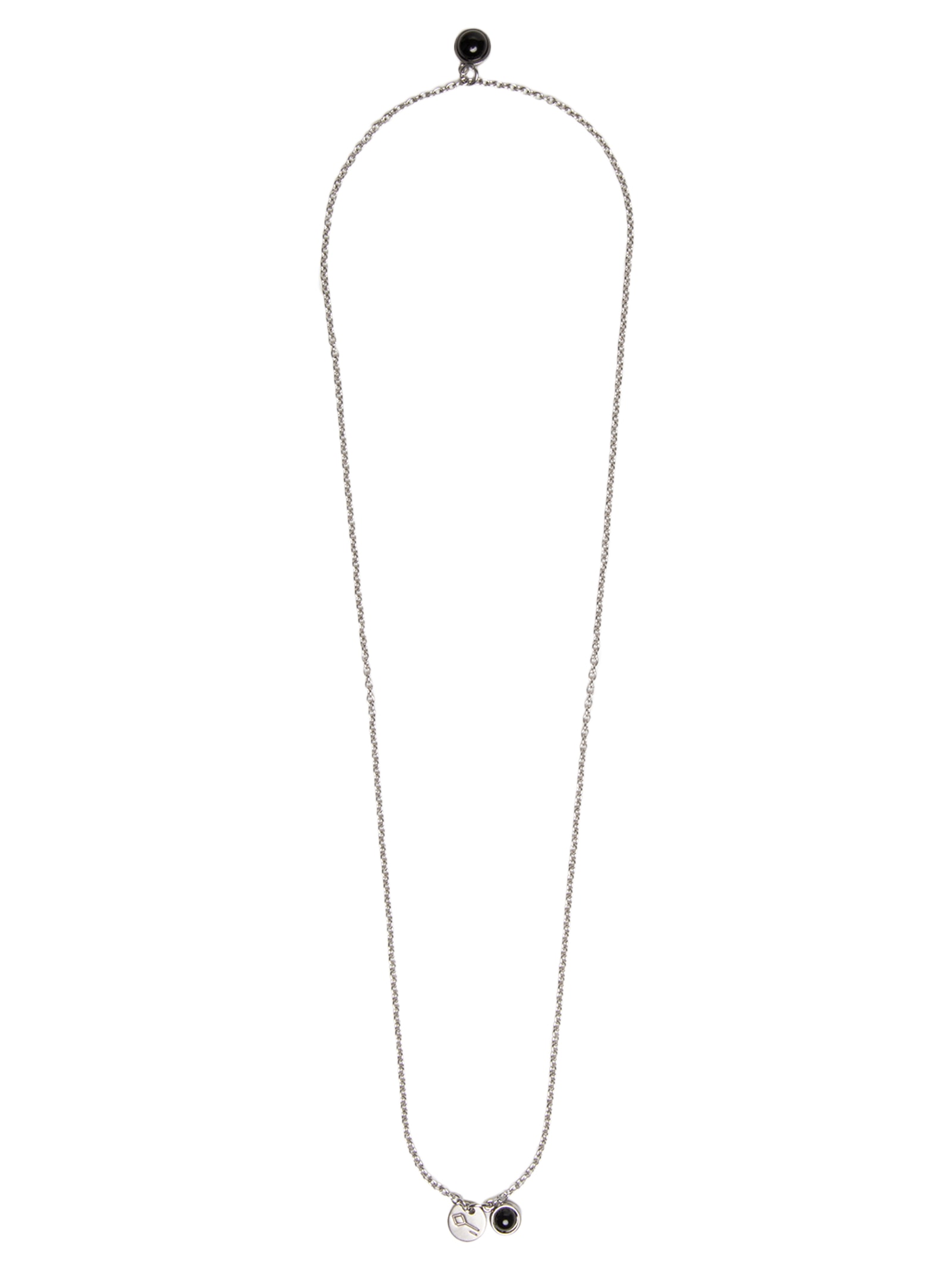 Colar Masculino Escapulário Cizeta de Corrente em Aço e Pedra Natural Ágata Prateado Key Design